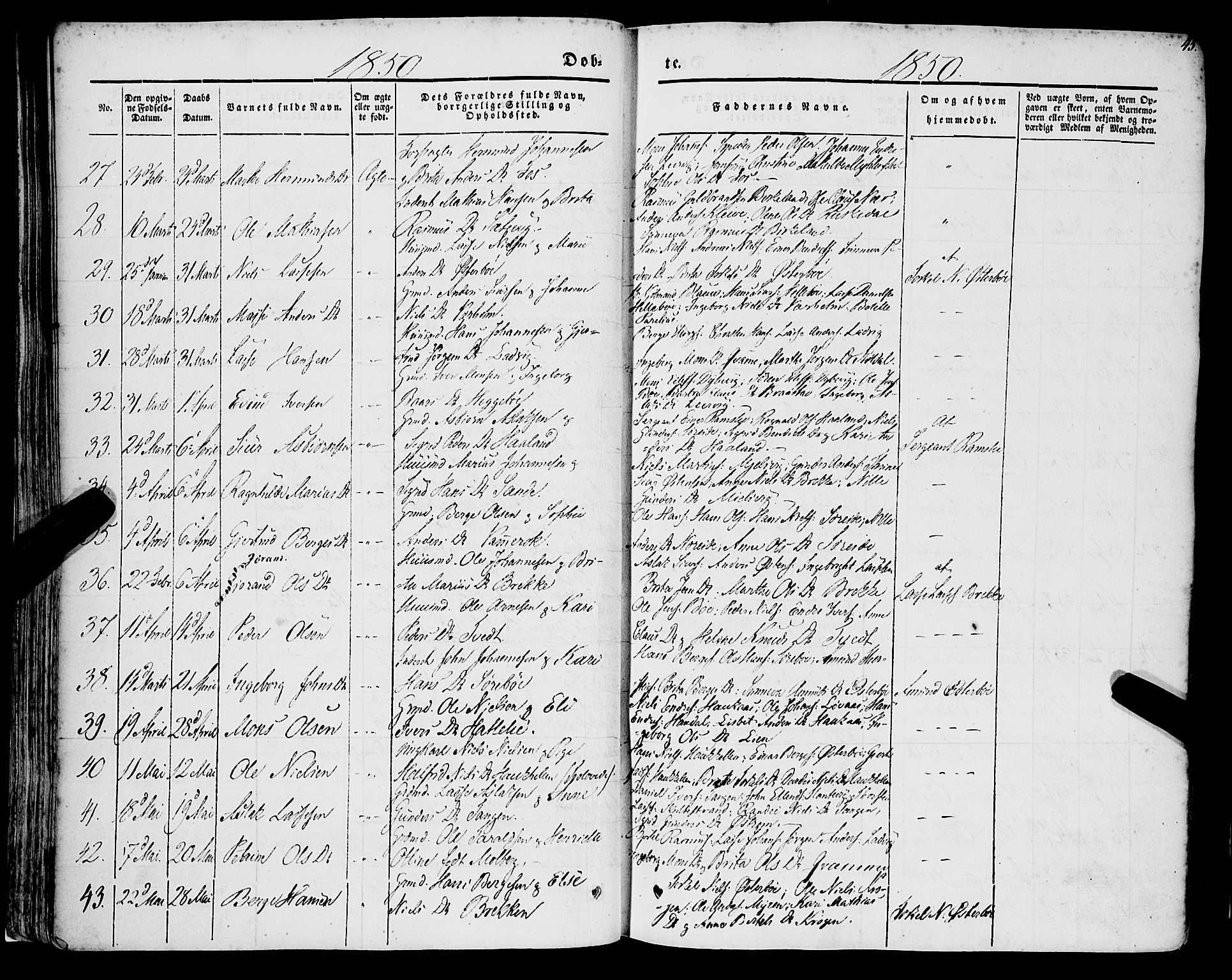 Lavik sokneprestembete, AV/SAB-A-80901: Parish register (official) no. A 3, 1843-1863, p. 45
