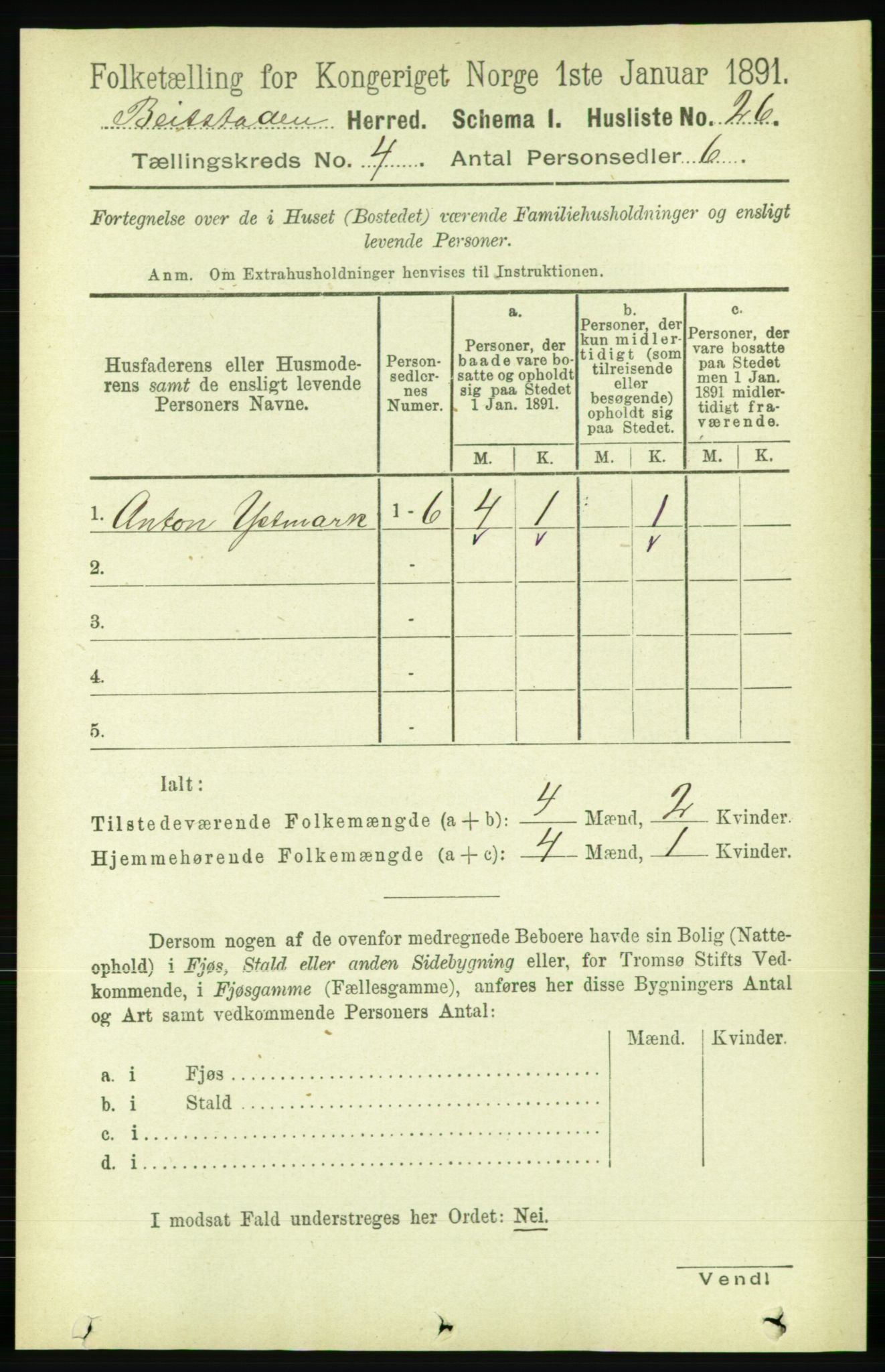 RA, 1891 census for 1727 Beitstad, 1891, p. 991