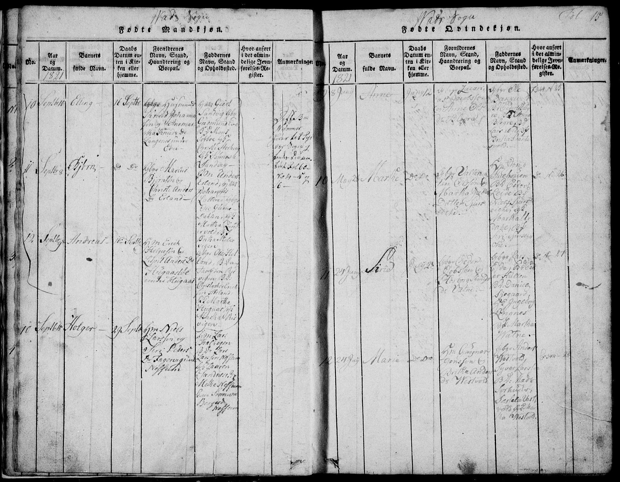 Skjold sokneprestkontor, AV/SAST-A-101847/H/Ha/Hab/L0002: Parish register (copy) no. B 2 /2, 1815-1830, p. 15