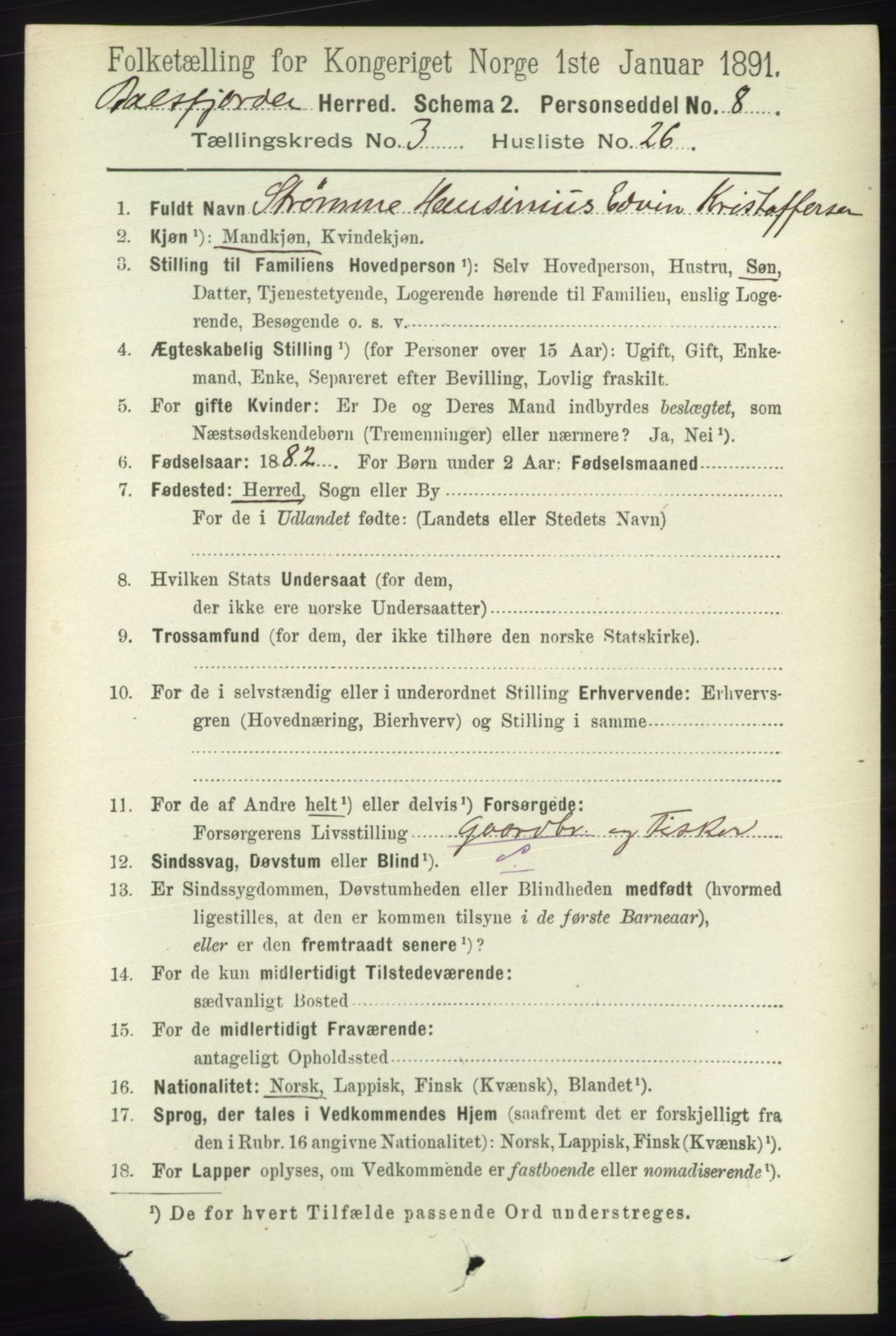 RA, 1891 census for 1933 Balsfjord, 1891, p. 1079