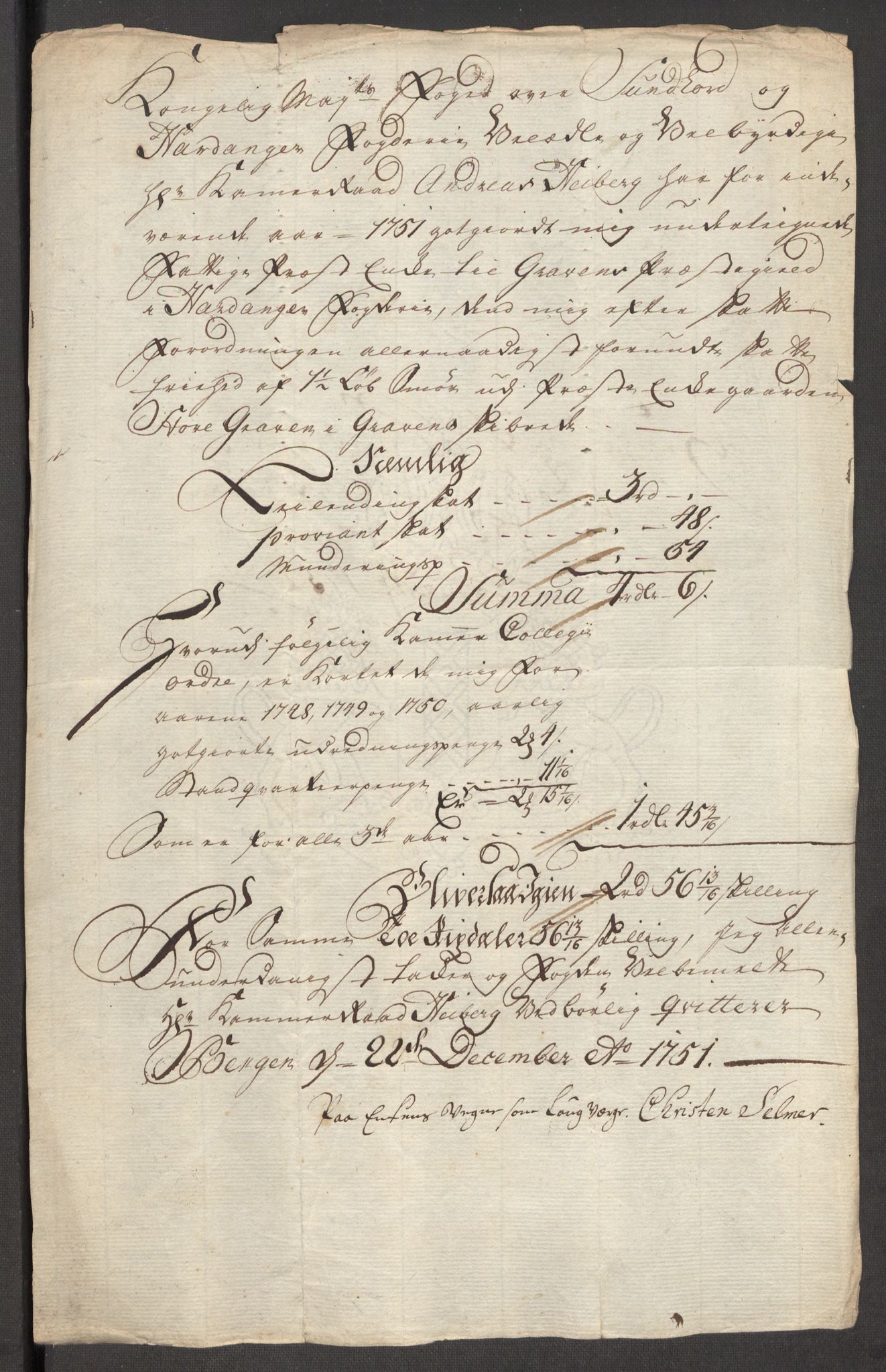 Rentekammeret inntil 1814, Reviderte regnskaper, Fogderegnskap, AV/RA-EA-4092/R48/L3056: Fogderegnskap Sunnhordland og Hardanger, 1751, p. 492