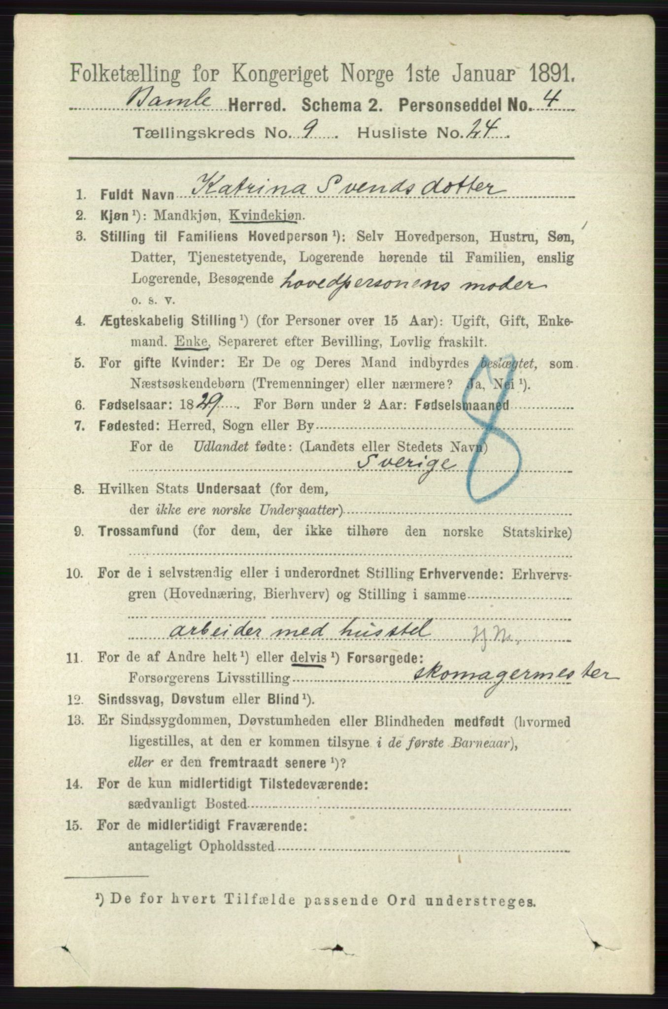 RA, 1891 census for 0814 Bamble, 1891, p. 4357