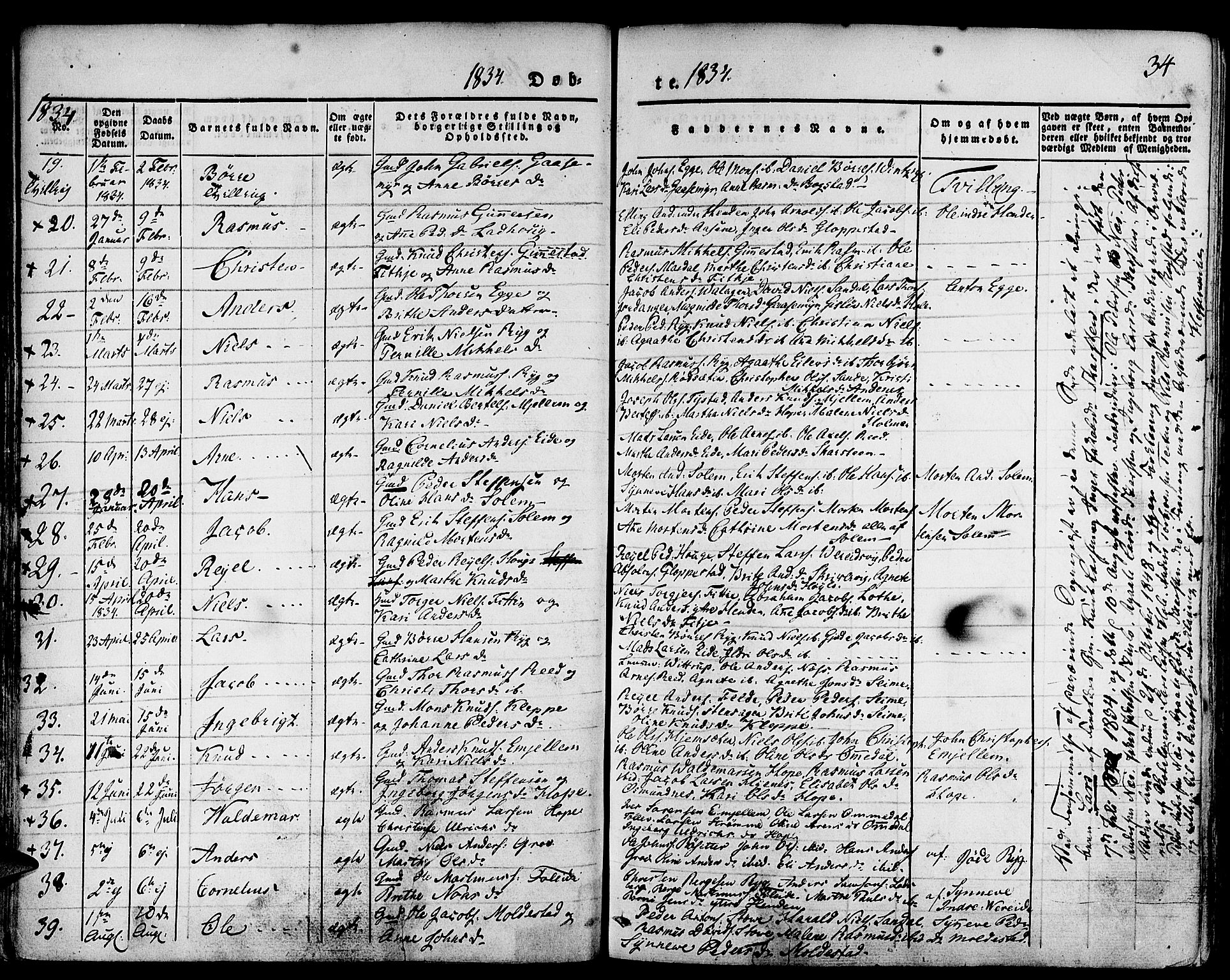 Gloppen sokneprestembete, SAB/A-80101/H/Haa/Haaa/L0007: Parish register (official) no. A 7, 1827-1837, p. 34