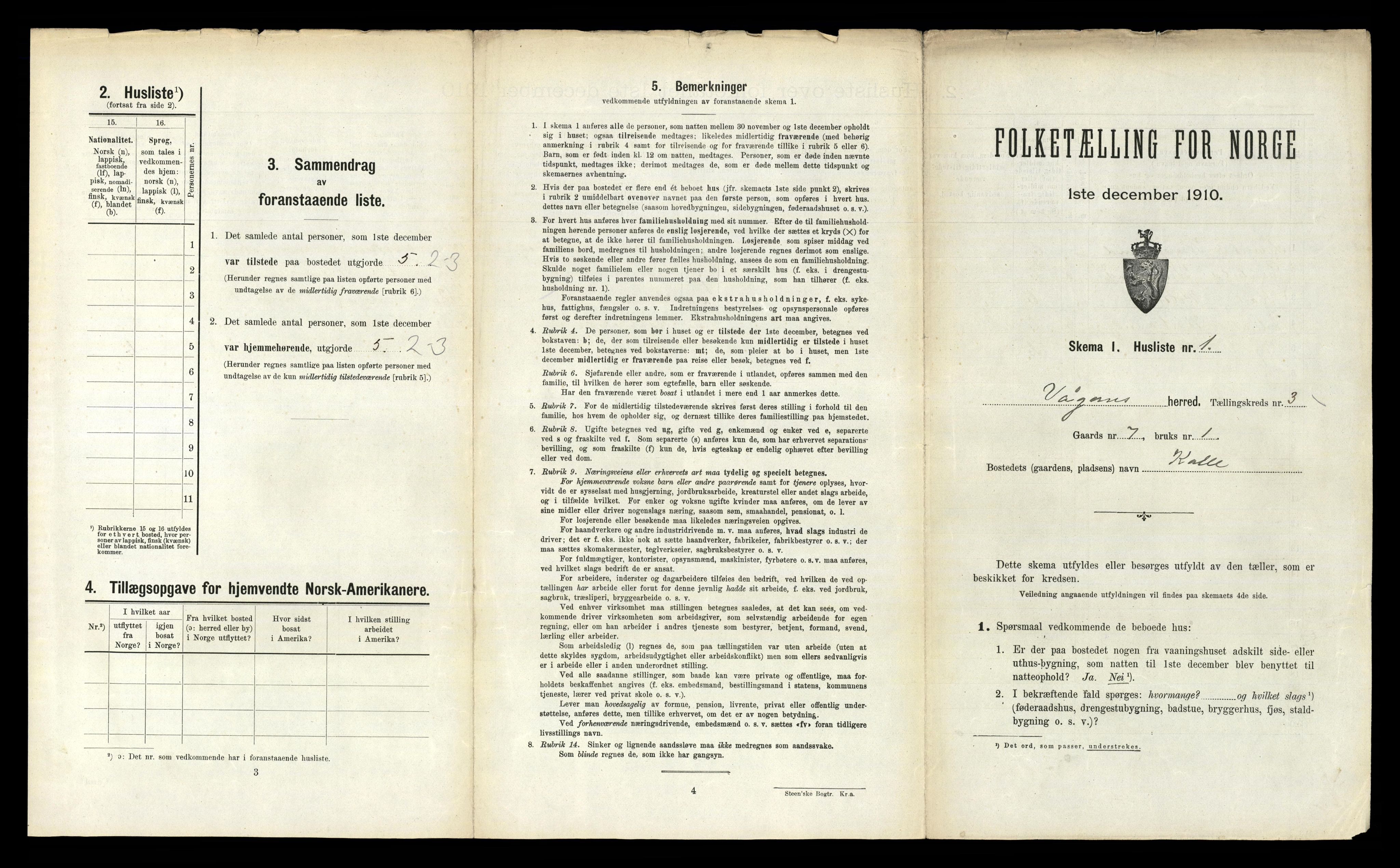 RA, 1910 census for Vågan, 1910, p. 267