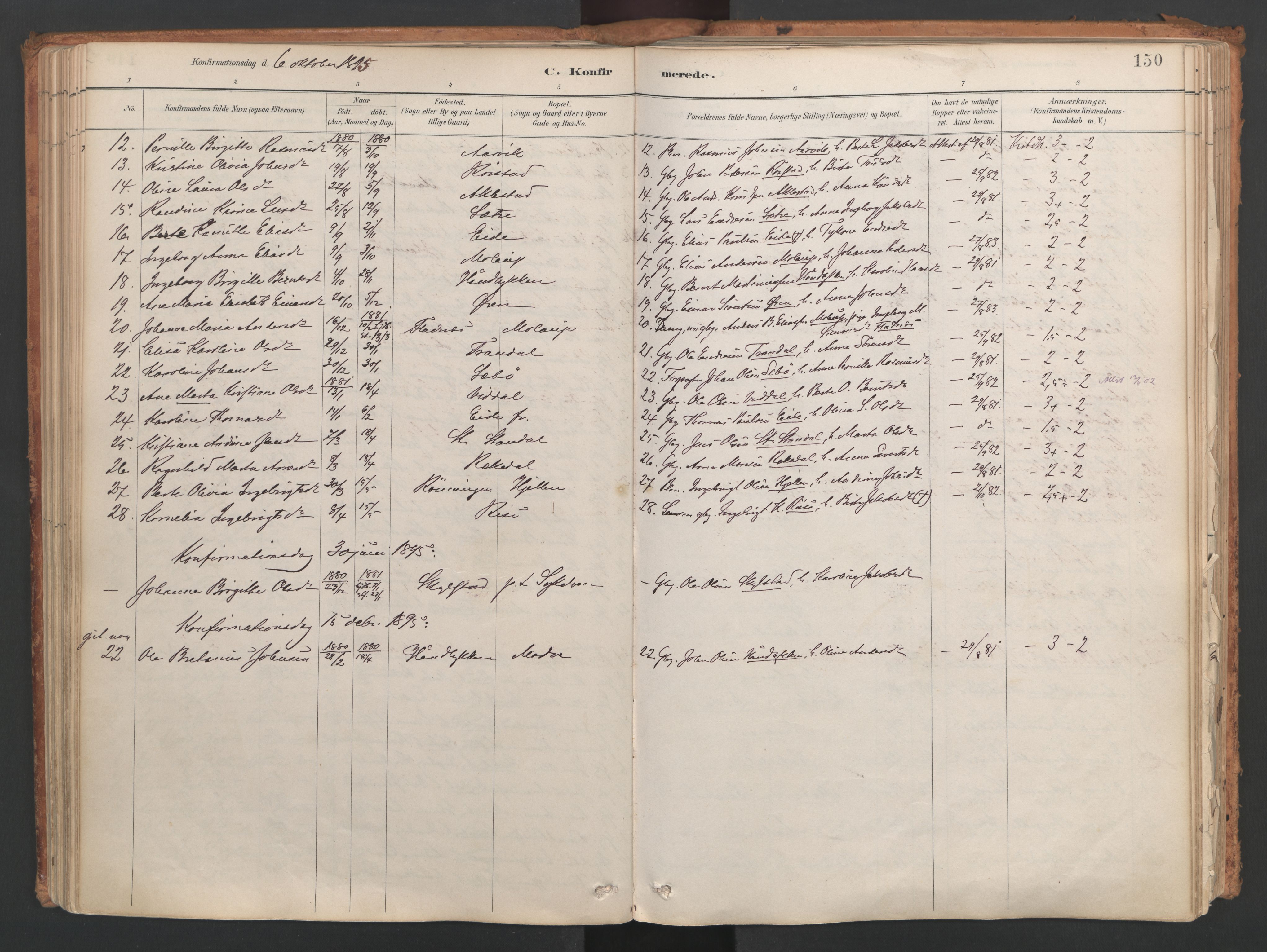 Ministerialprotokoller, klokkerbøker og fødselsregistre - Møre og Romsdal, AV/SAT-A-1454/515/L0211: Parish register (official) no. 515A07, 1886-1910, p. 150