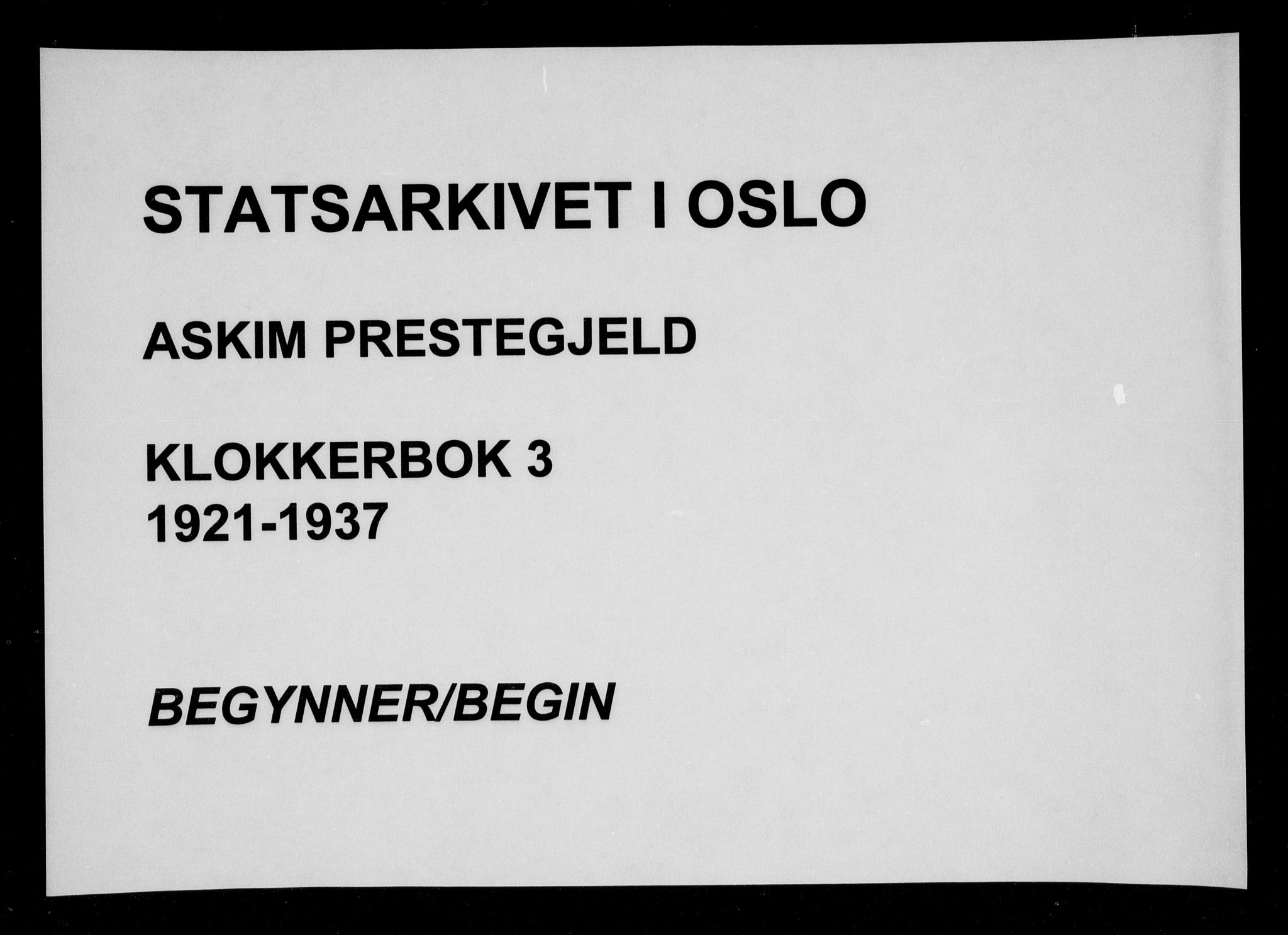 Askim prestekontor Kirkebøker, AV/SAO-A-10900/G/Ga/L0003: Parish register (copy) no. 3, 1921-1937