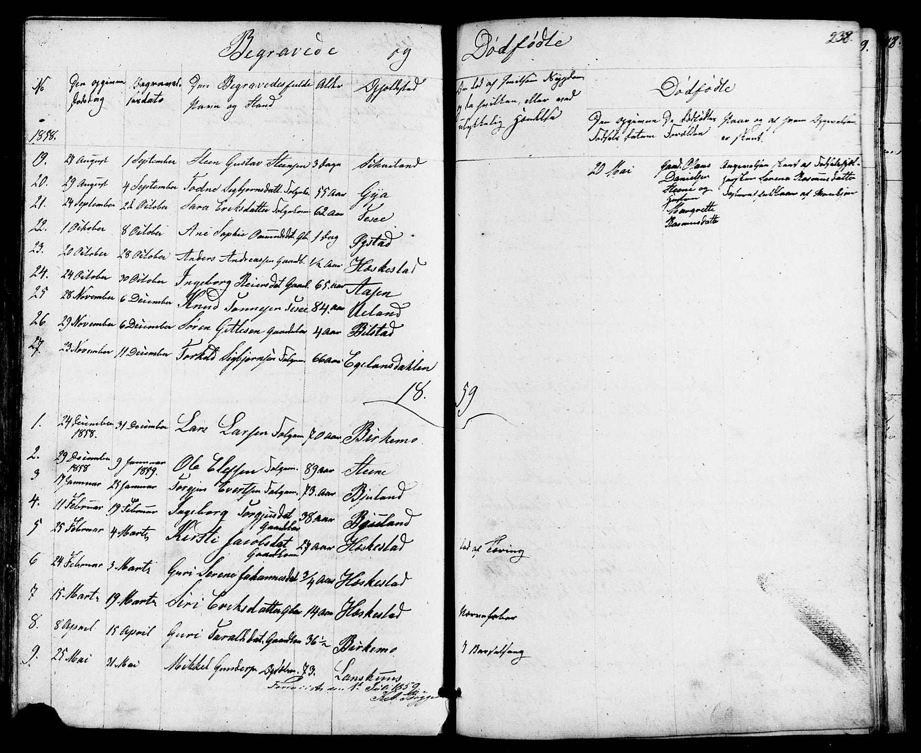 Lund sokneprestkontor, AV/SAST-A-101809/S07/L0004: Parish register (copy) no. B 4, 1854-1874, p. 238