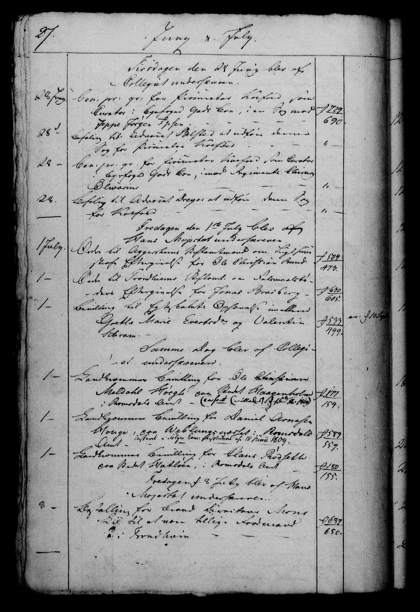 Danske Kanselli 1800-1814, RA/EA-3024/H/Hf/Hfb/Hfbc/L0009: Underskrivelsesbok m. register, 1808, p. 27