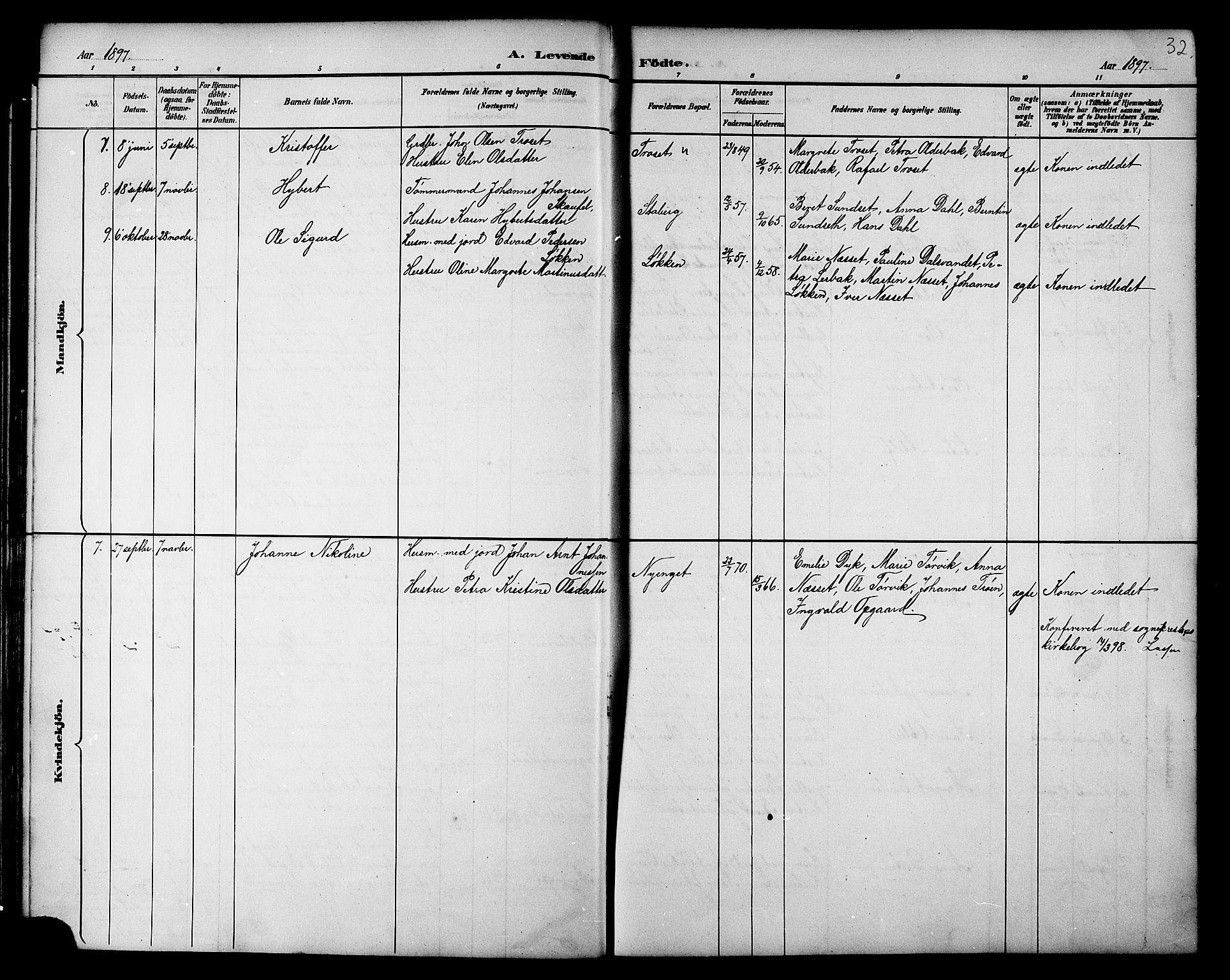 Ministerialprotokoller, klokkerbøker og fødselsregistre - Nord-Trøndelag, AV/SAT-A-1458/733/L0327: Parish register (copy) no. 733C02, 1888-1918, p. 32