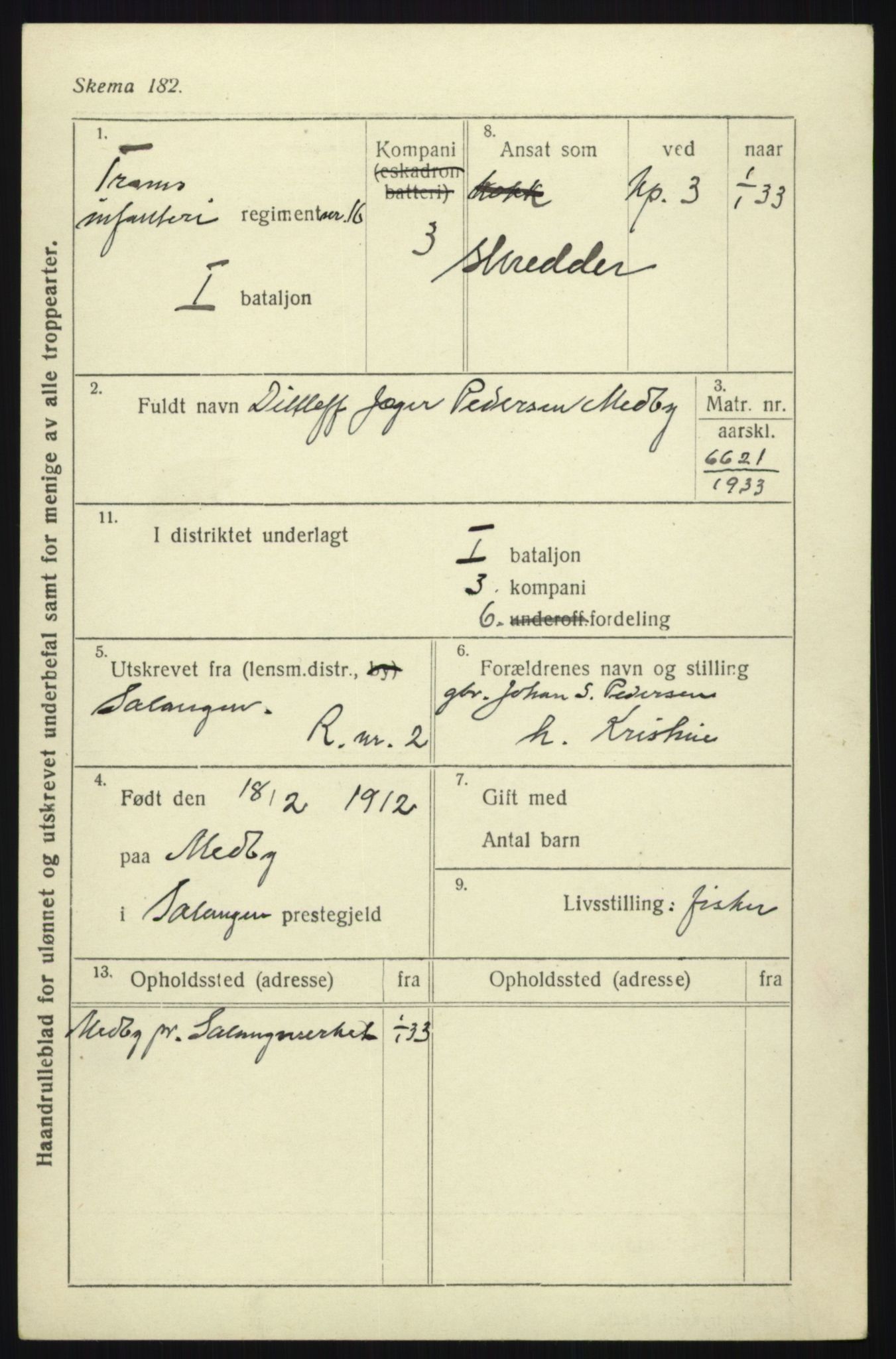 Forsvaret, Troms infanteriregiment nr. 16, AV/RA-RAFA-3146/P/Pa/L0017: Rulleblad for regimentets menige mannskaper, årsklasse 1933, 1933, p. 801