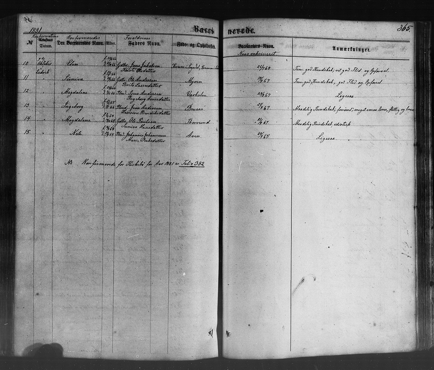Lavik sokneprestembete, SAB/A-80901: Parish register (official) no. A 4, 1864-1881, p. 365