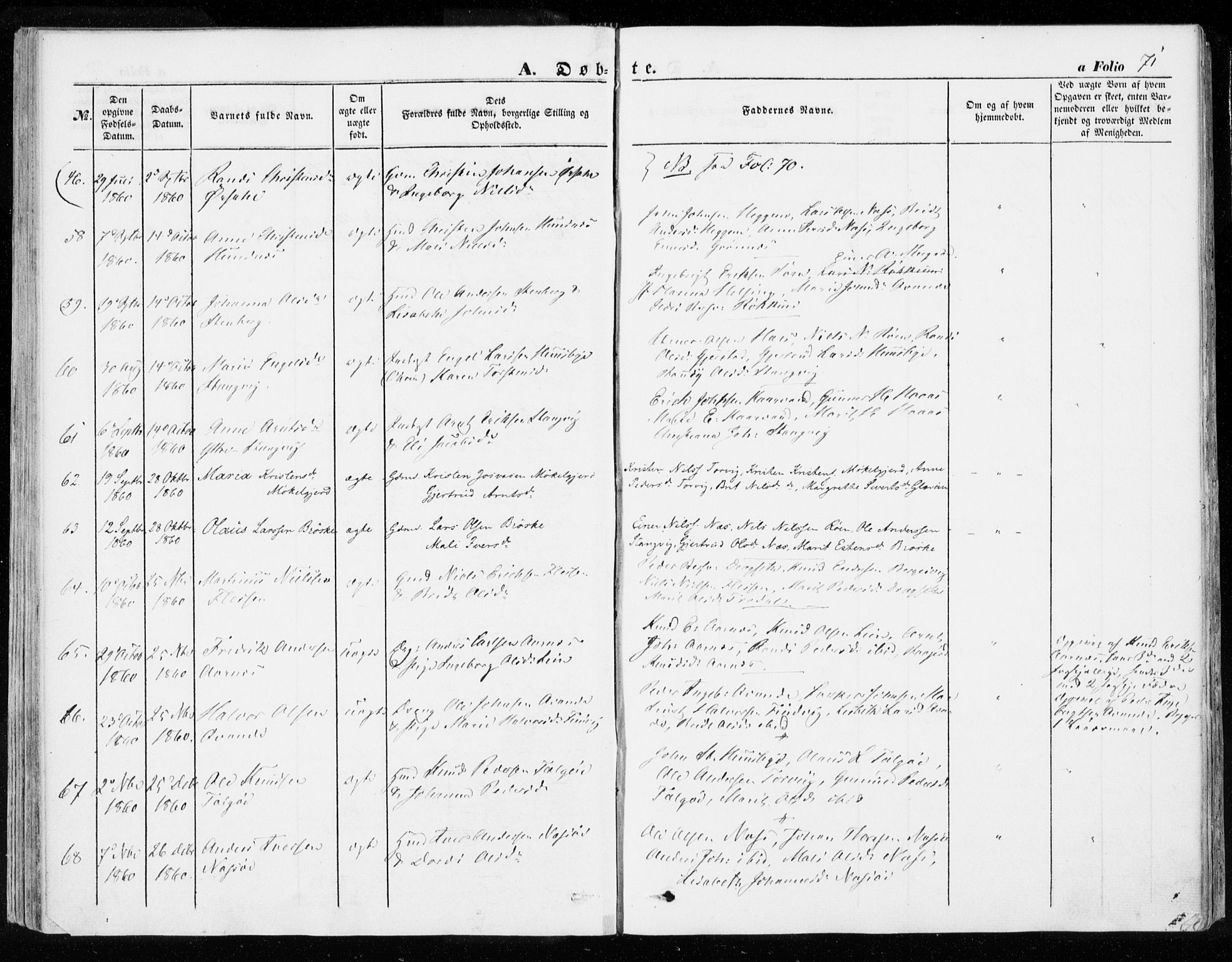 Ministerialprotokoller, klokkerbøker og fødselsregistre - Møre og Romsdal, AV/SAT-A-1454/592/L1026: Parish register (official) no. 592A04, 1849-1867, p. 71