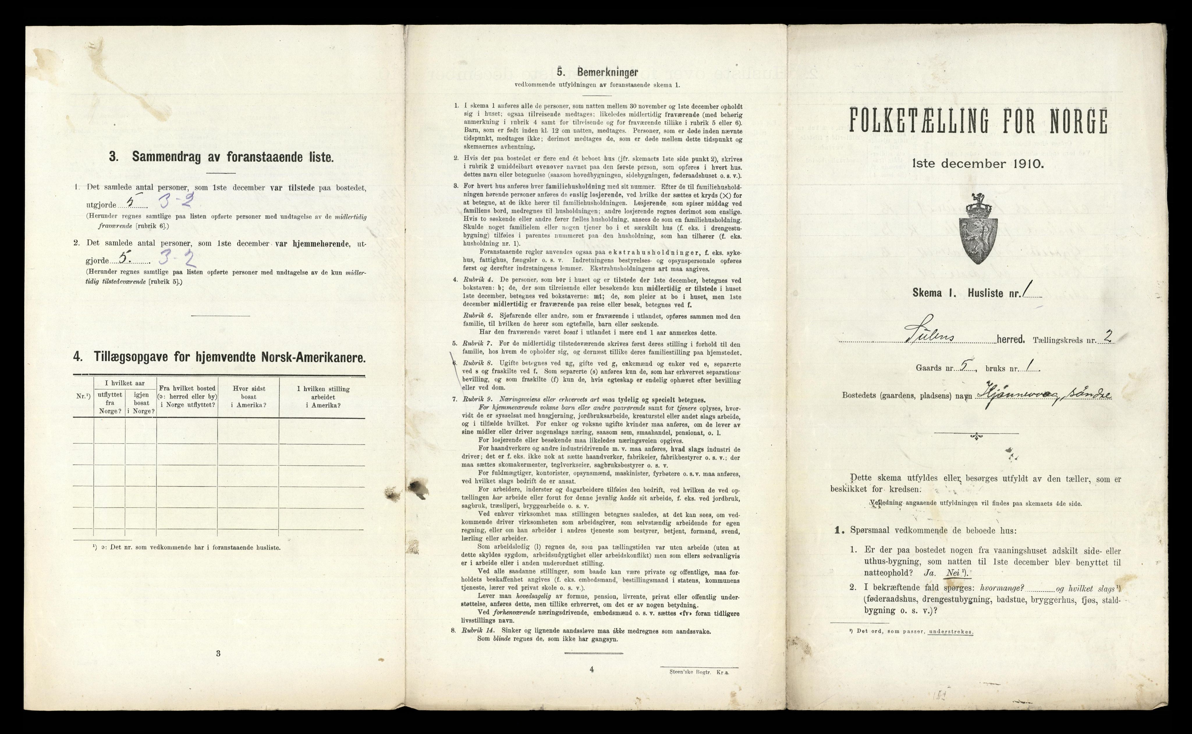 RA, 1910 census for Solund, 1910, p. 115