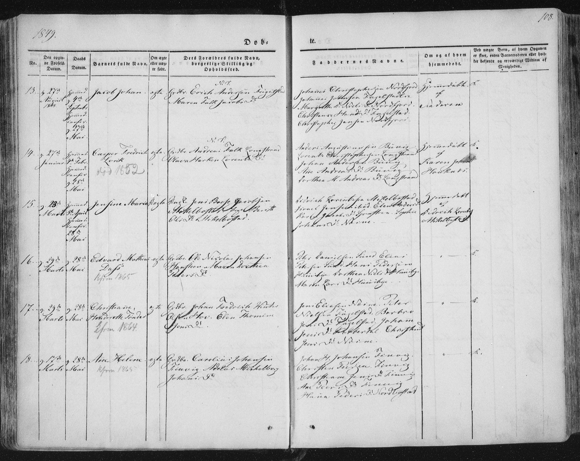 Ministerialprotokoller, klokkerbøker og fødselsregistre - Nordland, AV/SAT-A-1459/838/L0549: Parish register (official) no. 838A07, 1840-1854, p. 108