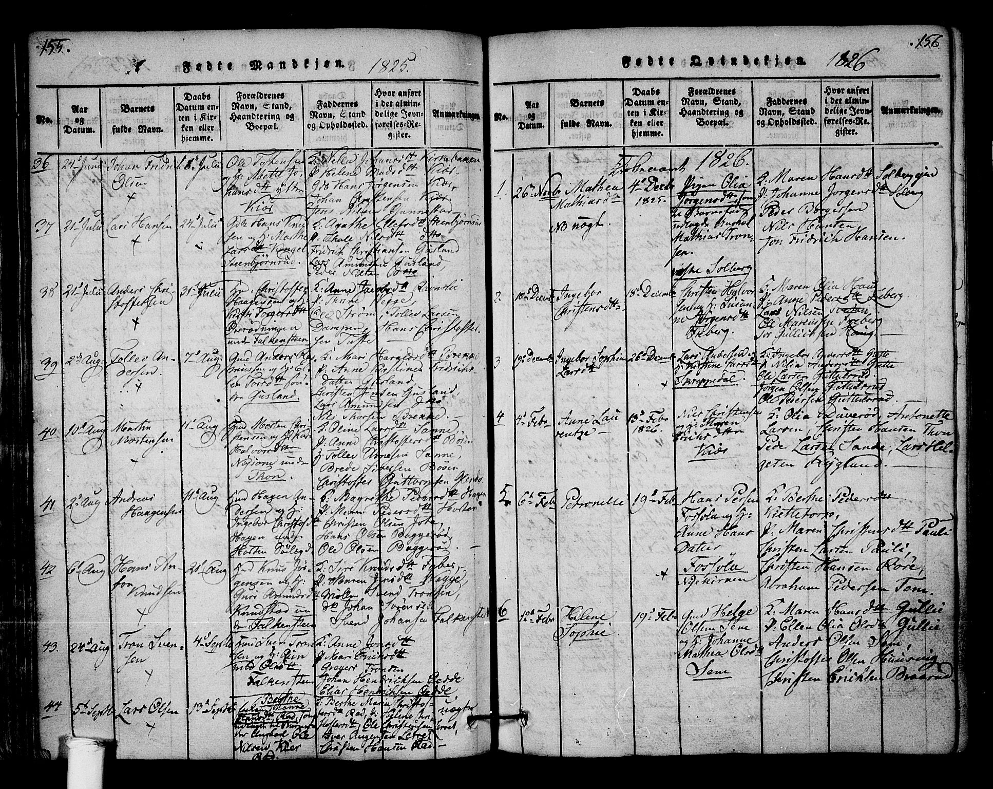 Borre kirkebøker, SAKO/A-338/F/Fa/L0004: Parish register (official) no. I 4, 1815-1845, p. 155-156