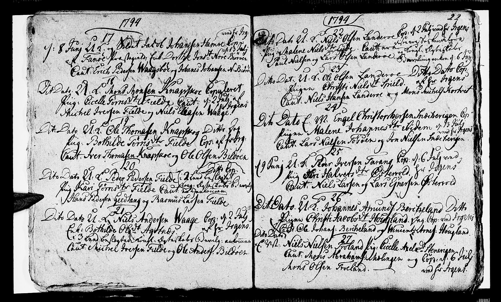 Sund sokneprestembete, SAB/A-99930: Parish register (official) no. A 8, 1788-1815, p. 22