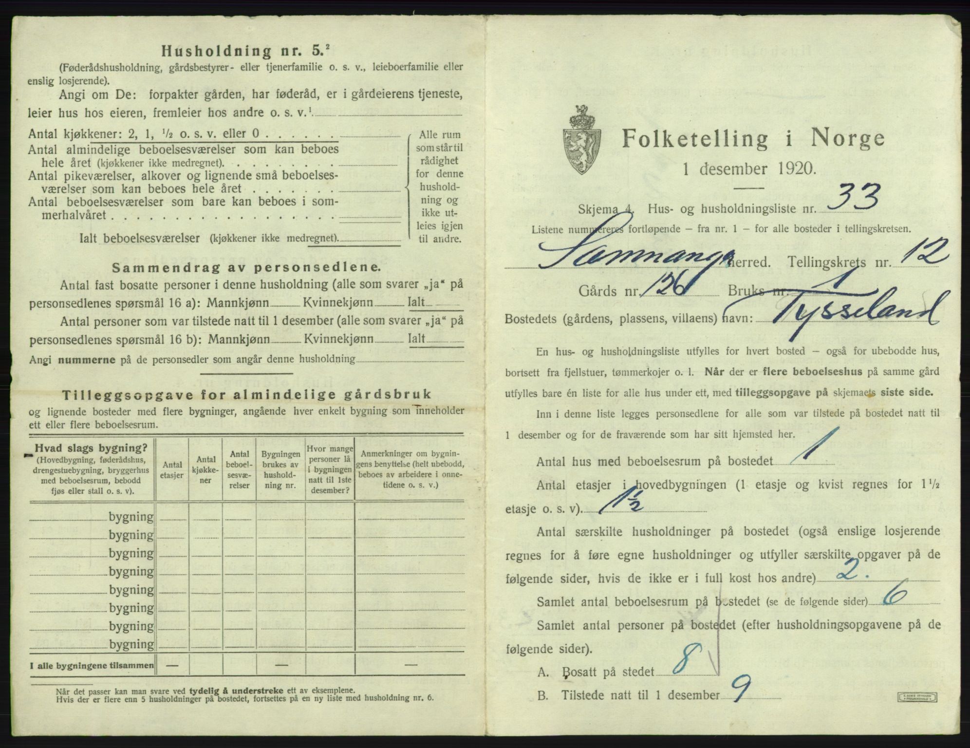 SAB, 1920 census for Samnanger, 1920, p. 675