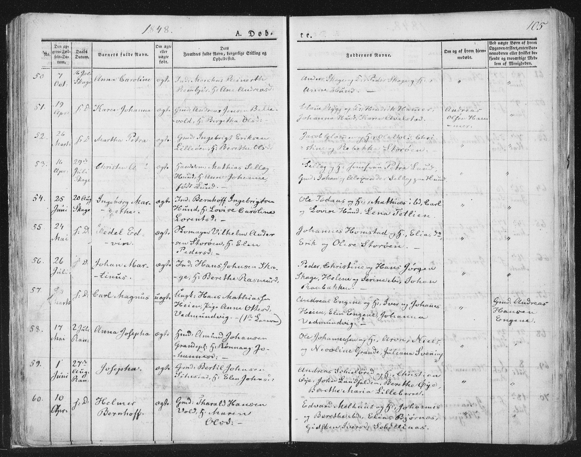 Ministerialprotokoller, klokkerbøker og fødselsregistre - Nord-Trøndelag, AV/SAT-A-1458/764/L0551: Parish register (official) no. 764A07a, 1824-1864, p. 105