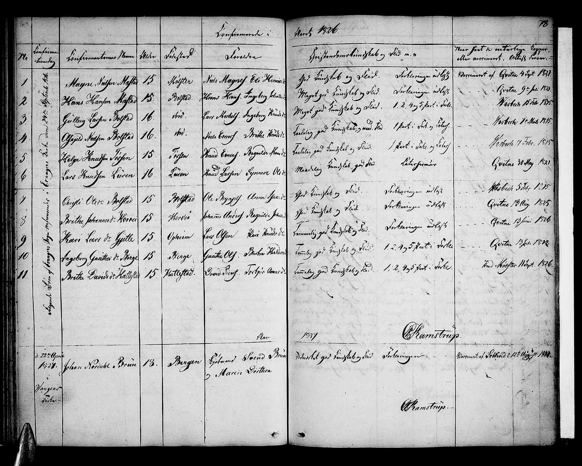 Voss sokneprestembete, SAB/A-79001: Curate's parish register no. A 1, 1821-1841, p. 78