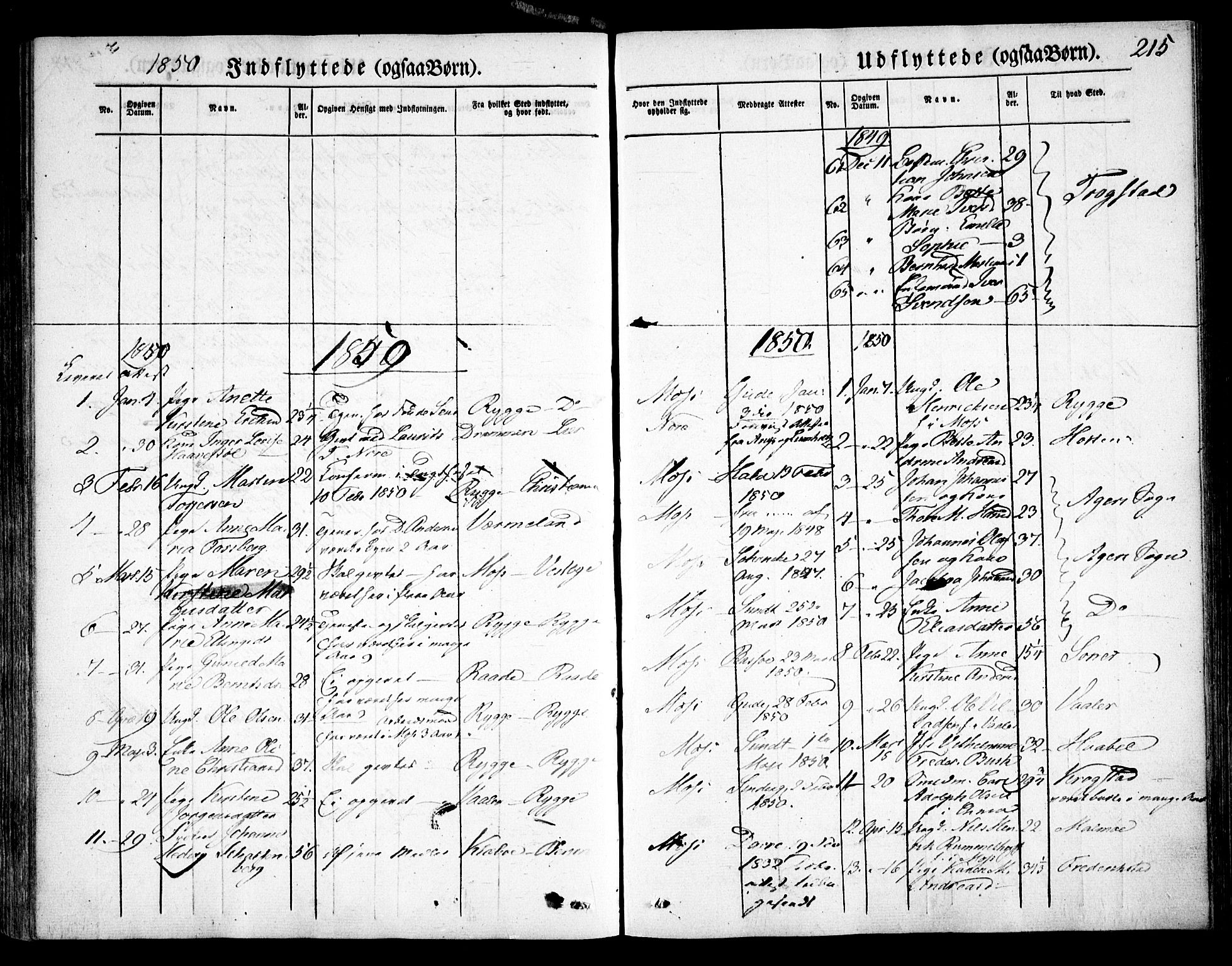 Moss prestekontor Kirkebøker, AV/SAO-A-2003/F/Fa/L0007: Parish register (official) no. I 7, 1845-1851, p. 215