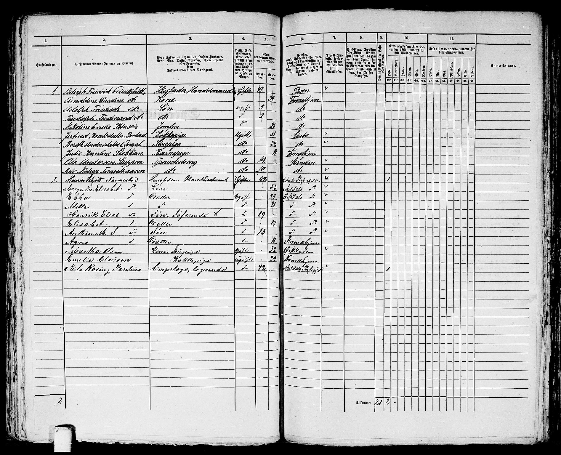 RA, 1865 census for Trondheim, 1865, p. 1844