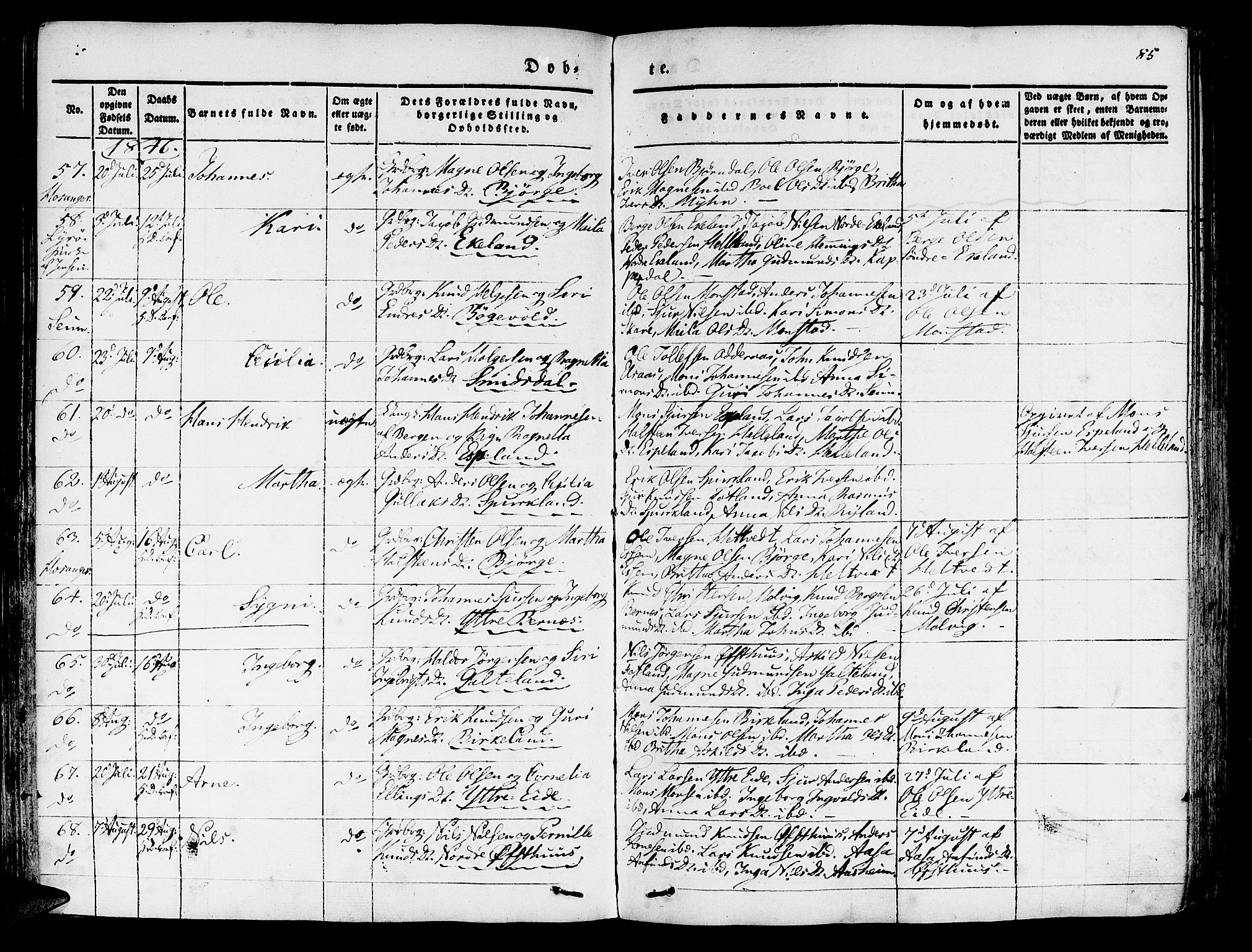 Hosanger sokneprestembete, AV/SAB-A-75801/H/Haa: Parish register (official) no. A 7, 1835-1848, p. 85