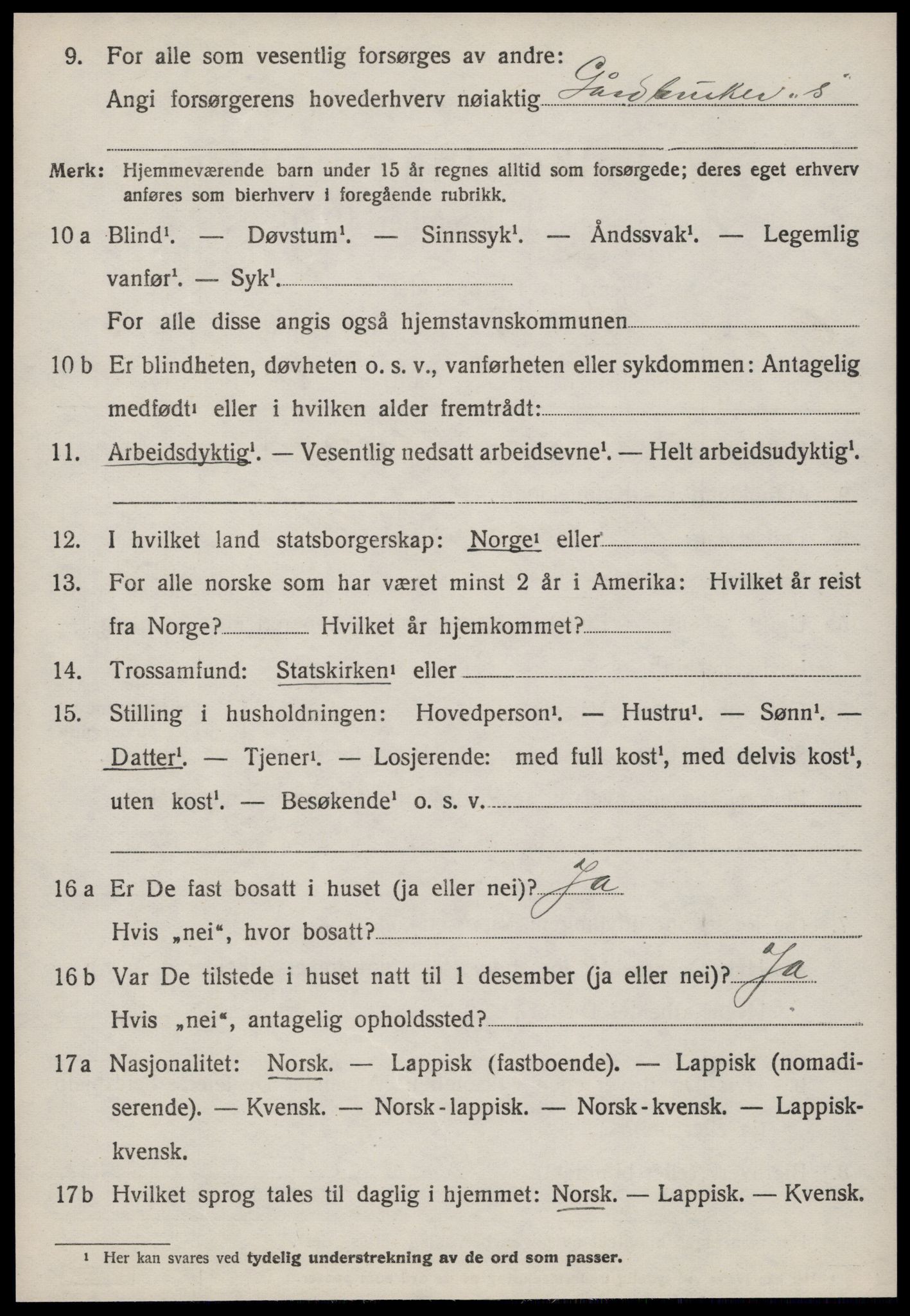 SAT, 1920 census for Oppdal, 1920, p. 5294