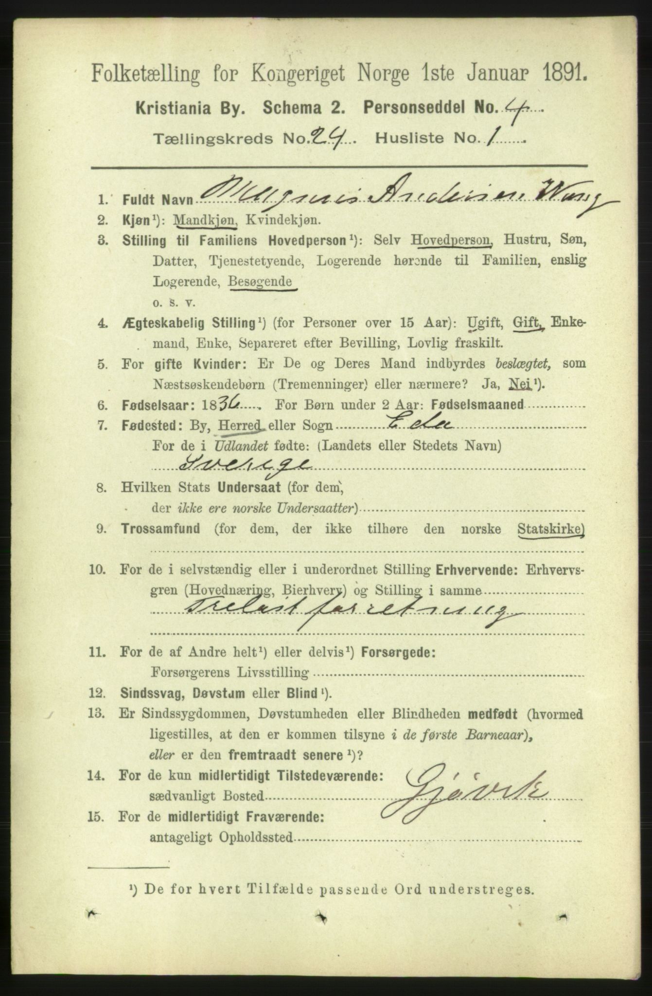 RA, 1891 census for 0301 Kristiania, 1891, p. 11602