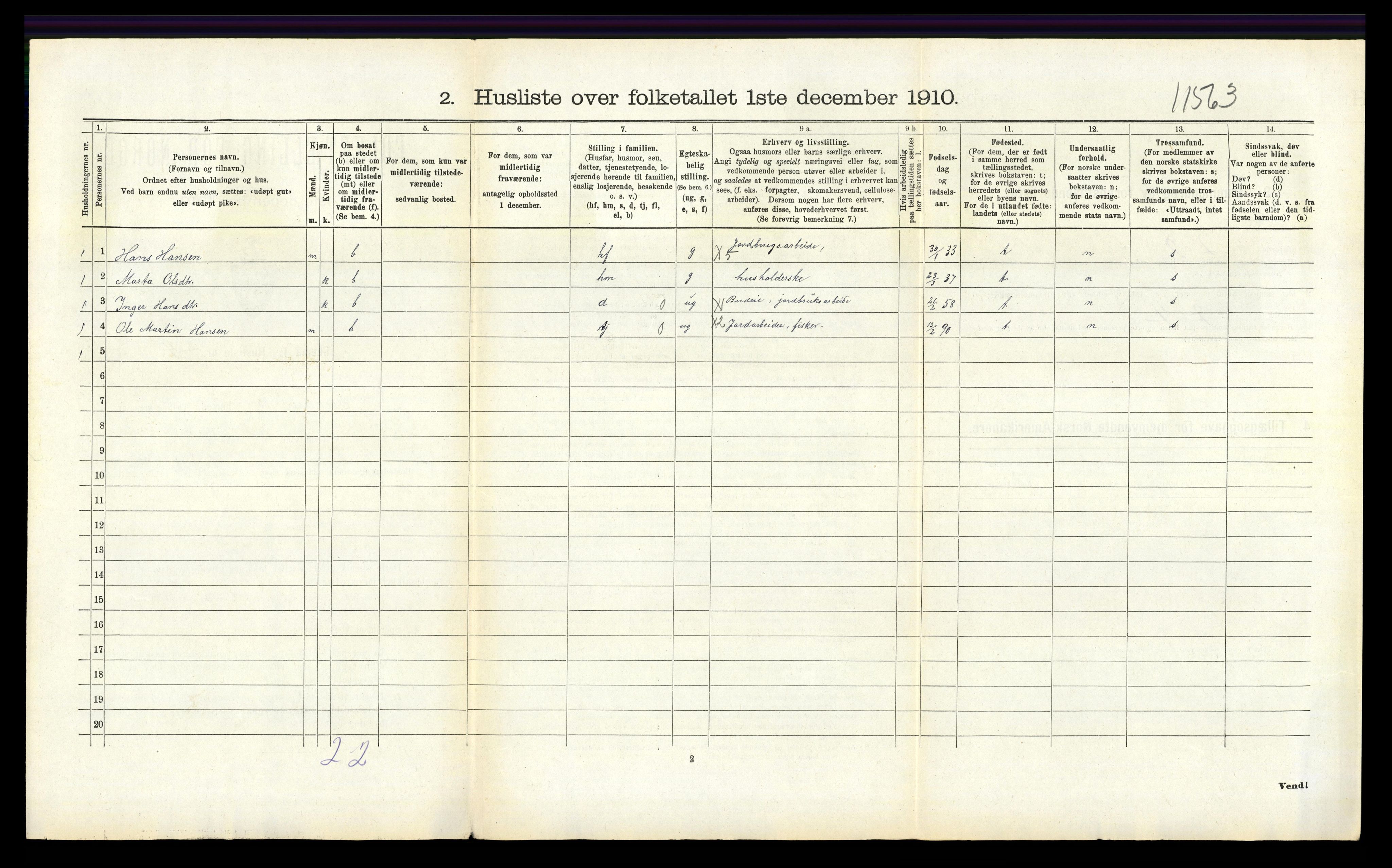 RA, 1910 census for Strandvik, 1910, p. 626