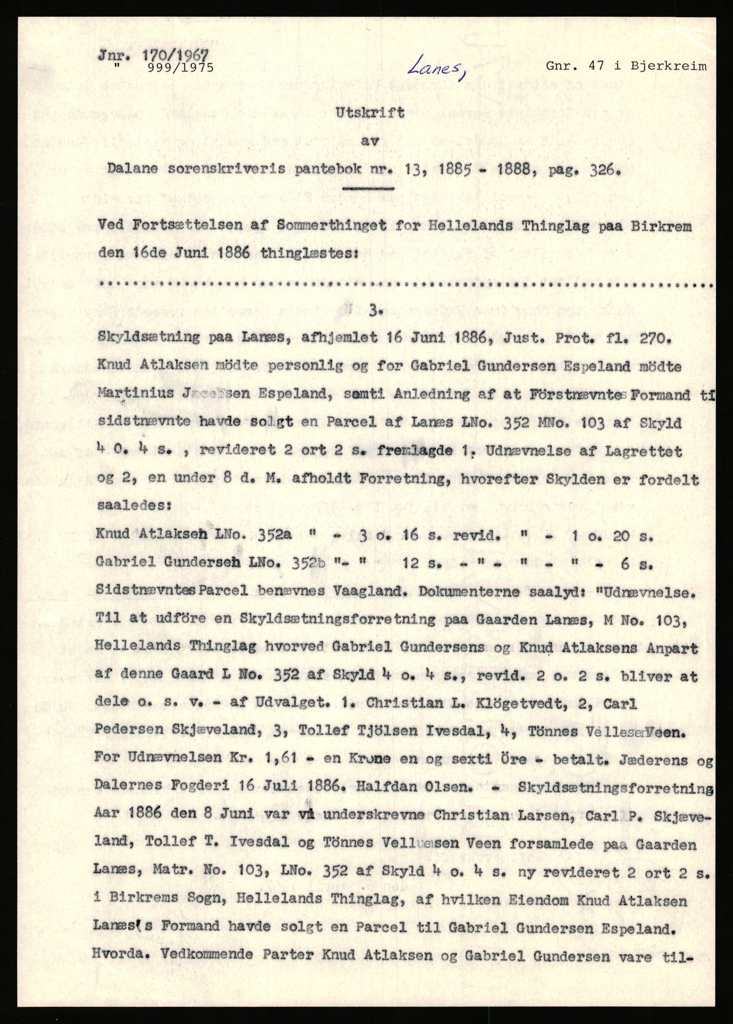 Statsarkivet i Stavanger, AV/SAST-A-101971/03/Y/Yj/L0052: Avskrifter sortert etter gårdsnavn: Landråk  - Leidland, 1750-1930, p. 35