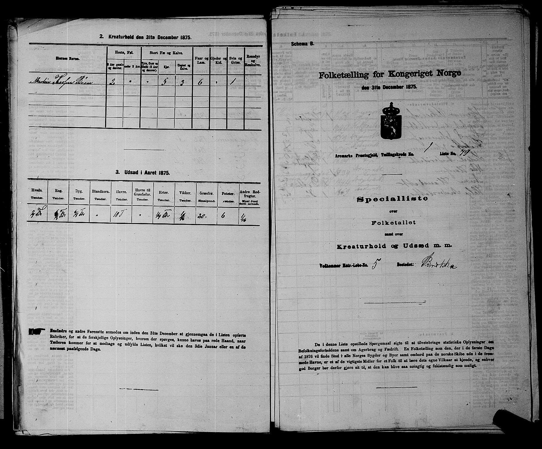 RA, 1875 census for 0118P Aremark, 1875, p. 86