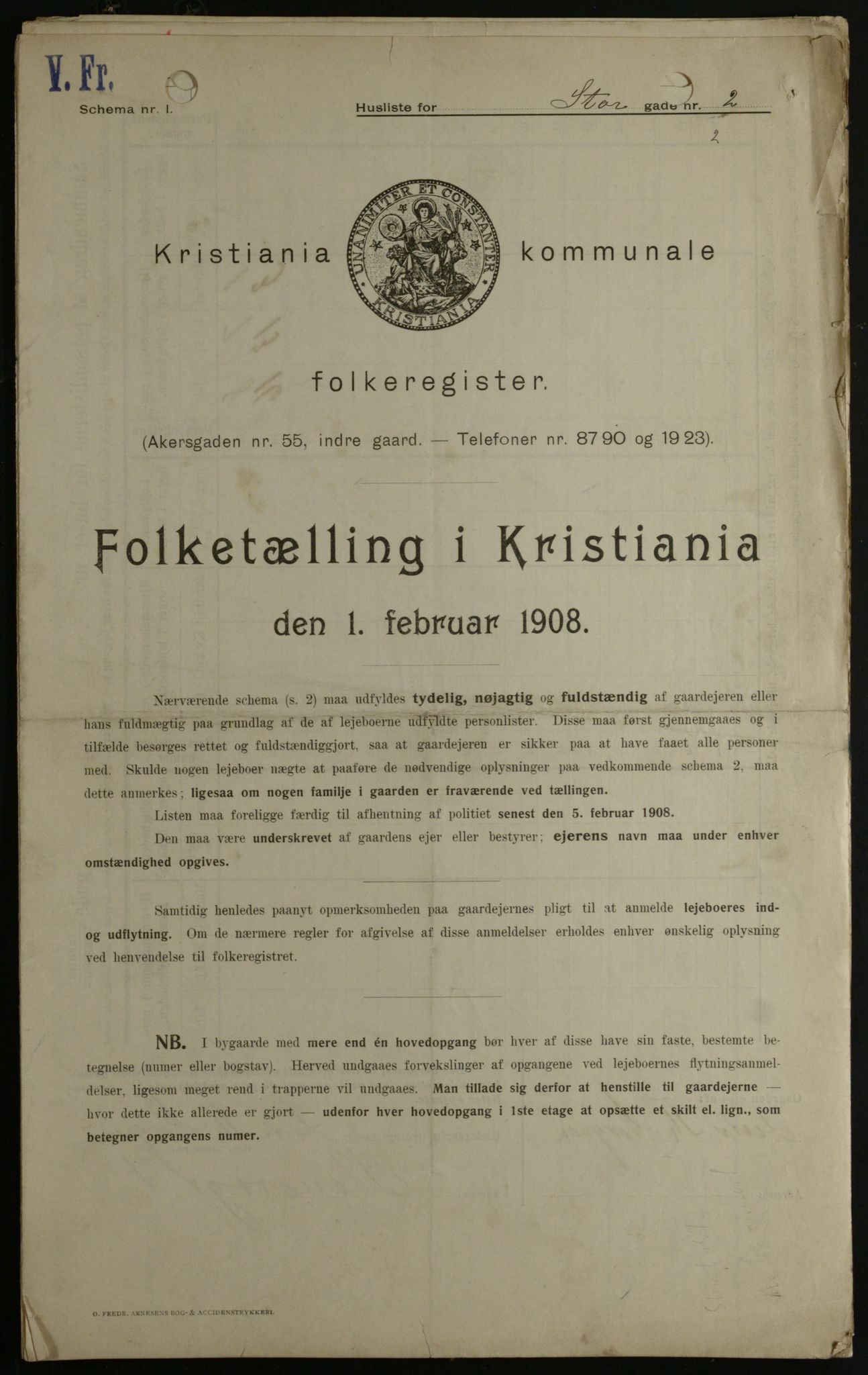 OBA, Municipal Census 1908 for Kristiania, 1908, p. 92461