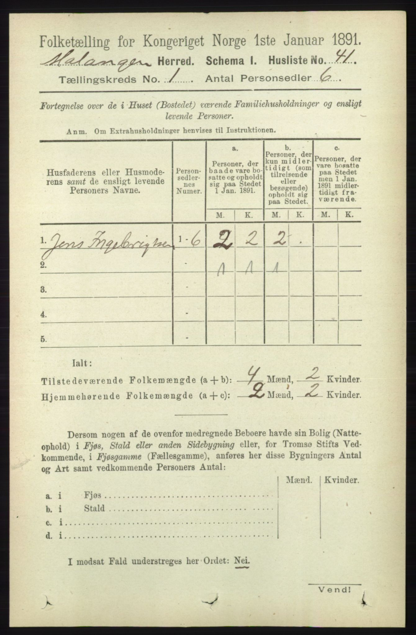 RA, 1891 census for 1932 Malangen, 1891, p. 56