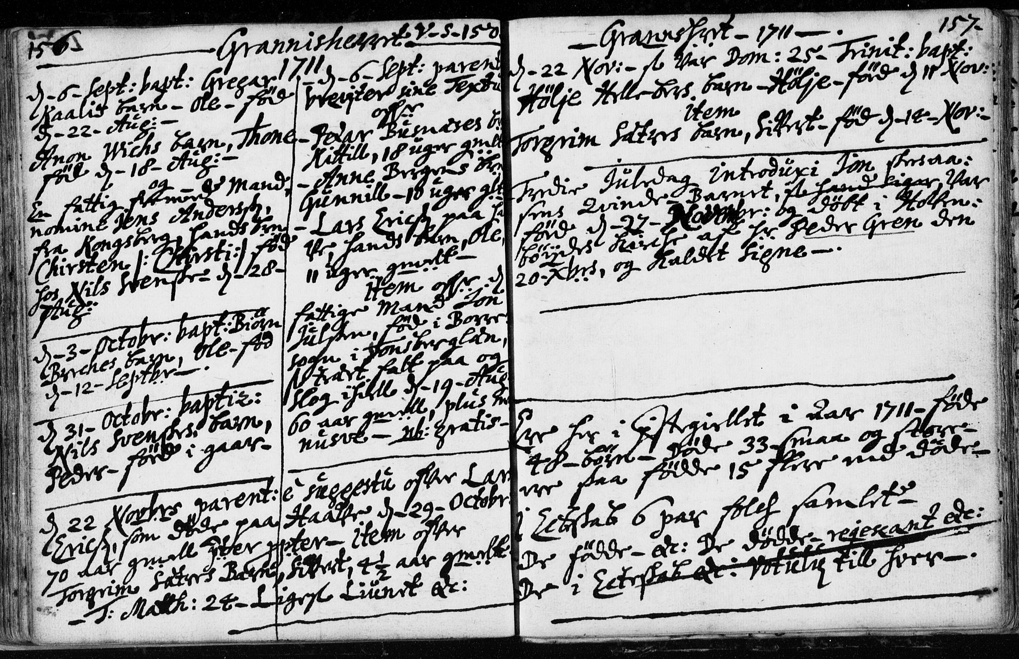 Hjartdal kirkebøker, SAKO/A-270/F/Fa/L0001: Parish register (official) no. I 1, 1685-1714, p. 156-157