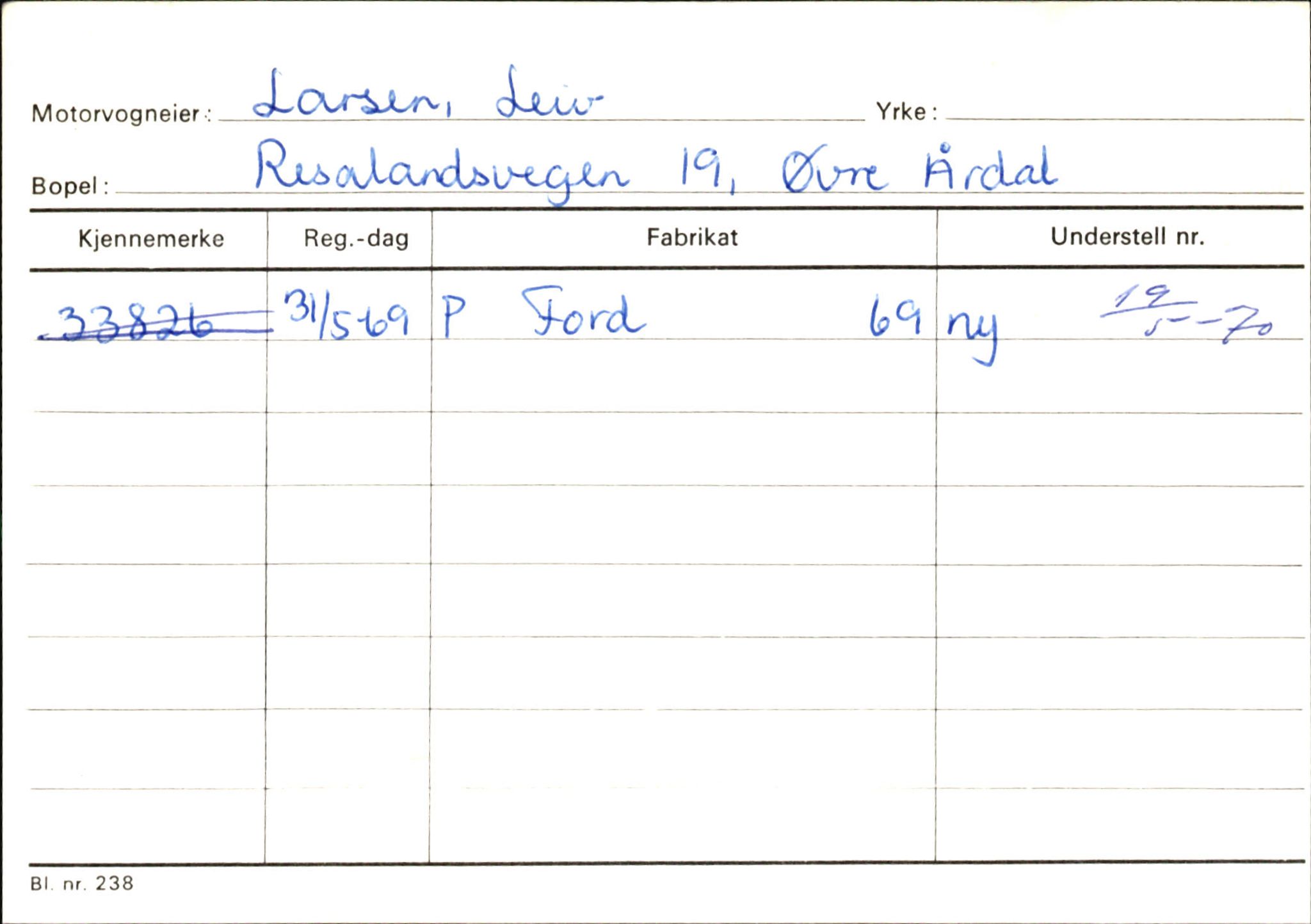 Statens vegvesen, Sogn og Fjordane vegkontor, AV/SAB-A-5301/4/F/L0145: Registerkort Vågsøy S-Å. Årdal I-P, 1945-1975, p. 1357