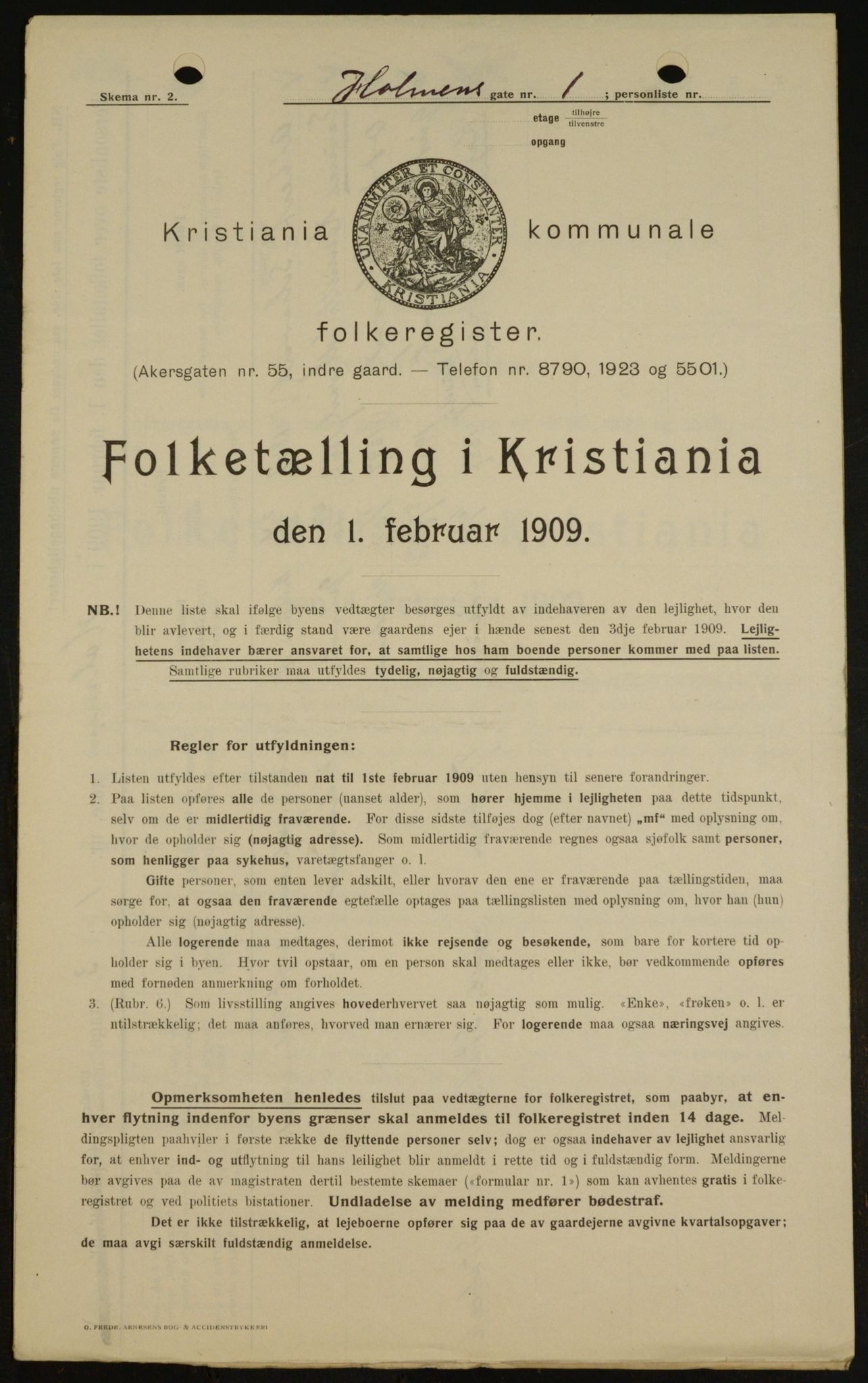 OBA, Municipal Census 1909 for Kristiania, 1909, p. 37016