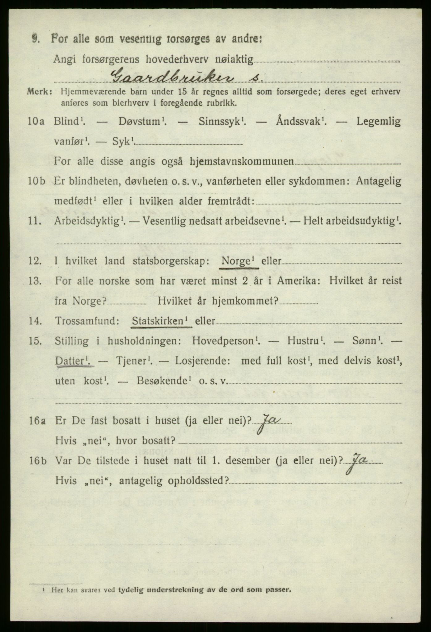 SAB, 1920 census for Gloppen, 1920, p. 1239