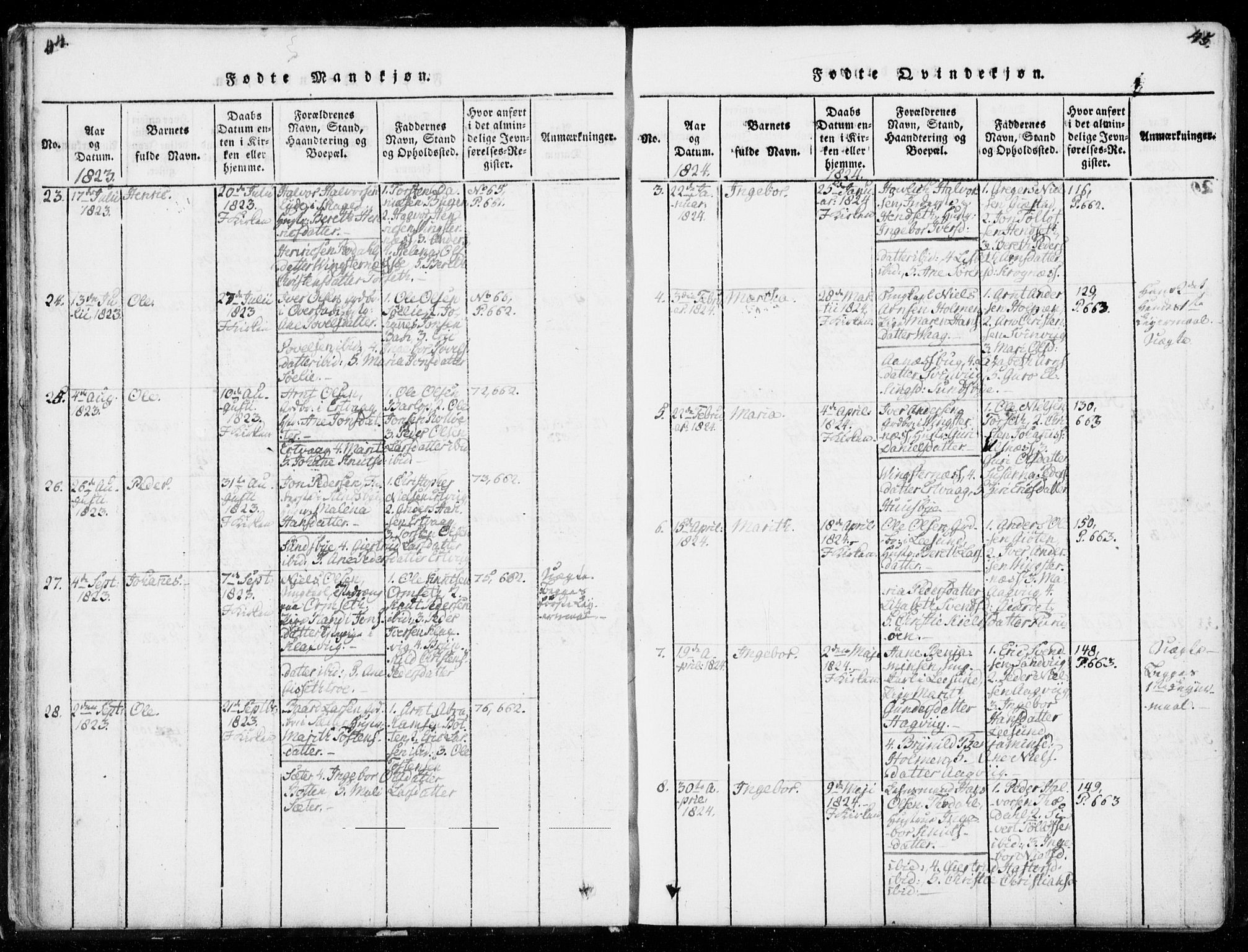 Ministerialprotokoller, klokkerbøker og fødselsregistre - Møre og Romsdal, AV/SAT-A-1454/578/L0903: Parish register (official) no. 578A02, 1819-1838, p. 44-45