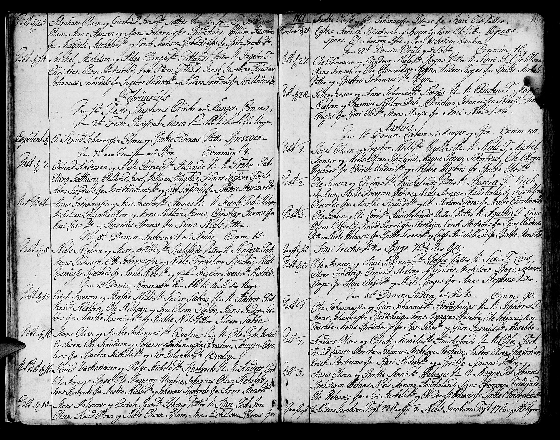 Manger sokneprestembete, AV/SAB-A-76801/H/Haa: Parish register (official) no. A 1, 1759-1791, p. 16