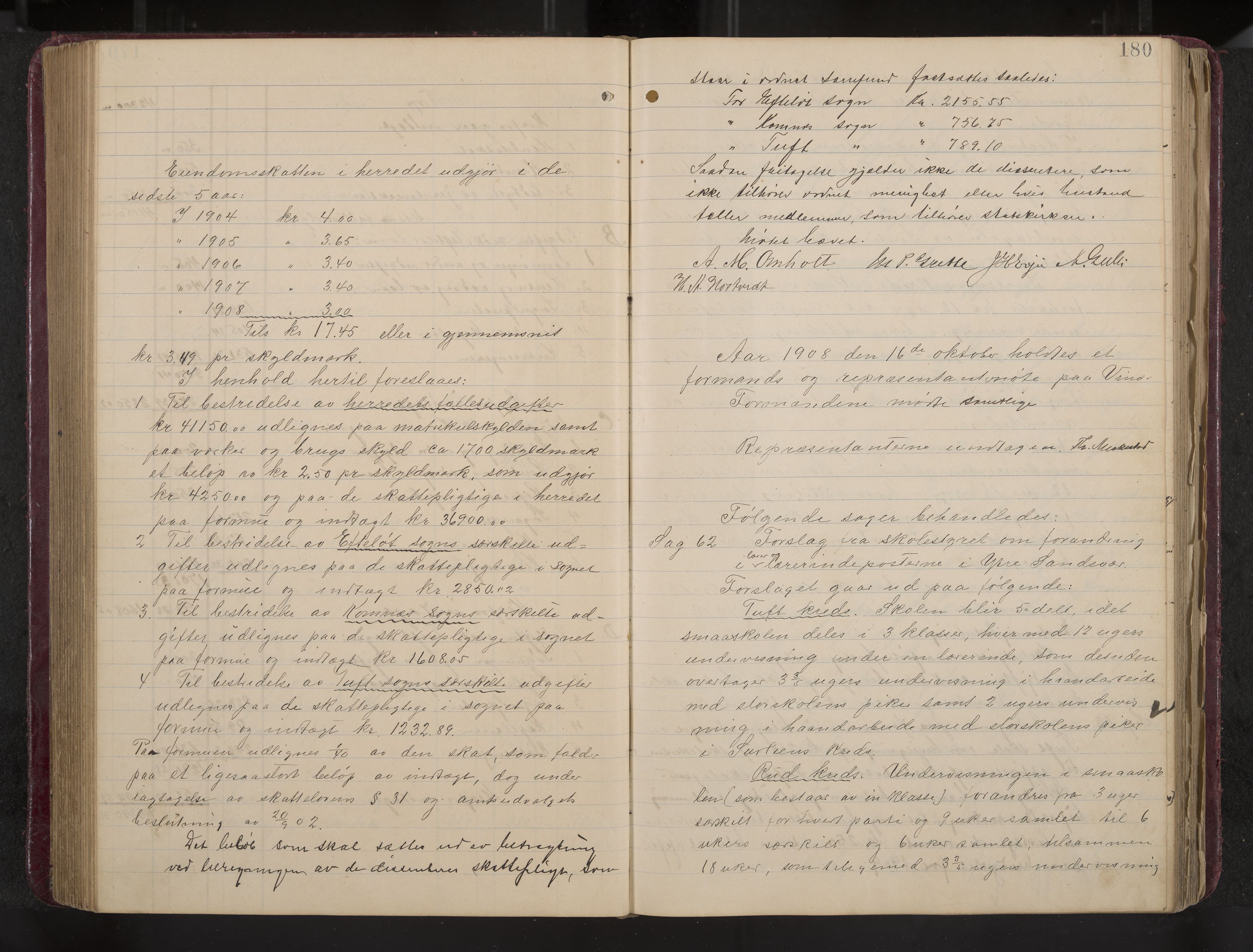 Ytre Sandsvær formannskap og sentraladministrasjon, IKAK/0629021/A/Aa/L0001: Møtebok med register, 1902-1919, p. 180