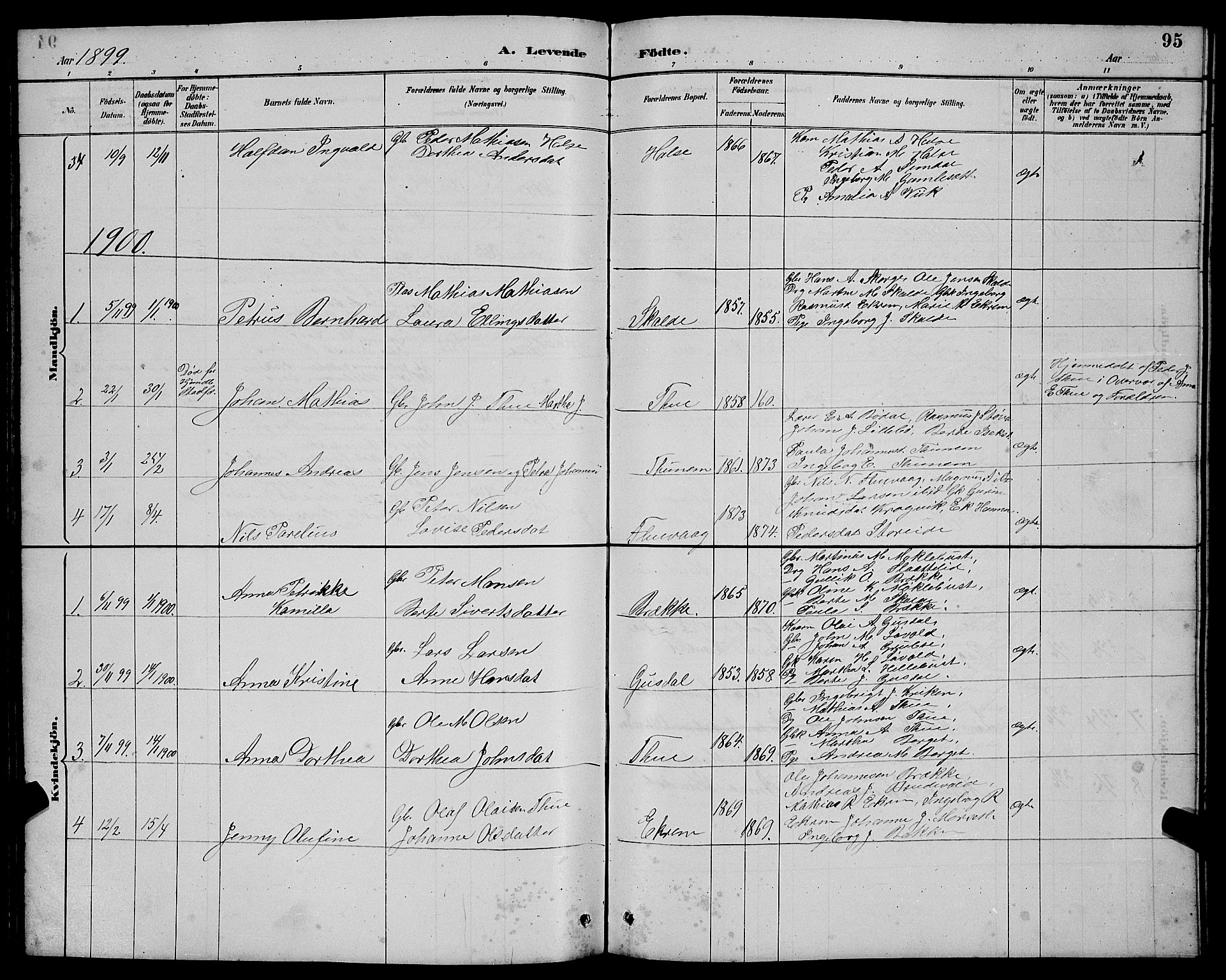 Ministerialprotokoller, klokkerbøker og fødselsregistre - Møre og Romsdal, AV/SAT-A-1454/501/L0017: Parish register (copy) no. 501C03, 1885-1901, p. 95