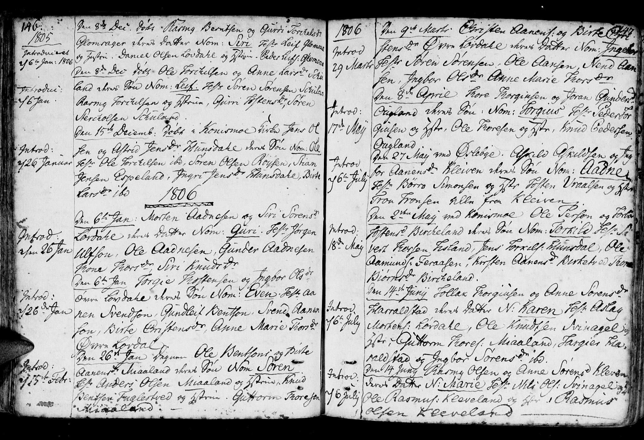 Holum sokneprestkontor, AV/SAK-1111-0022/F/Fa/Fab/L0004: Parish register (official) no. A 4, 1774-1847, p. 146-147