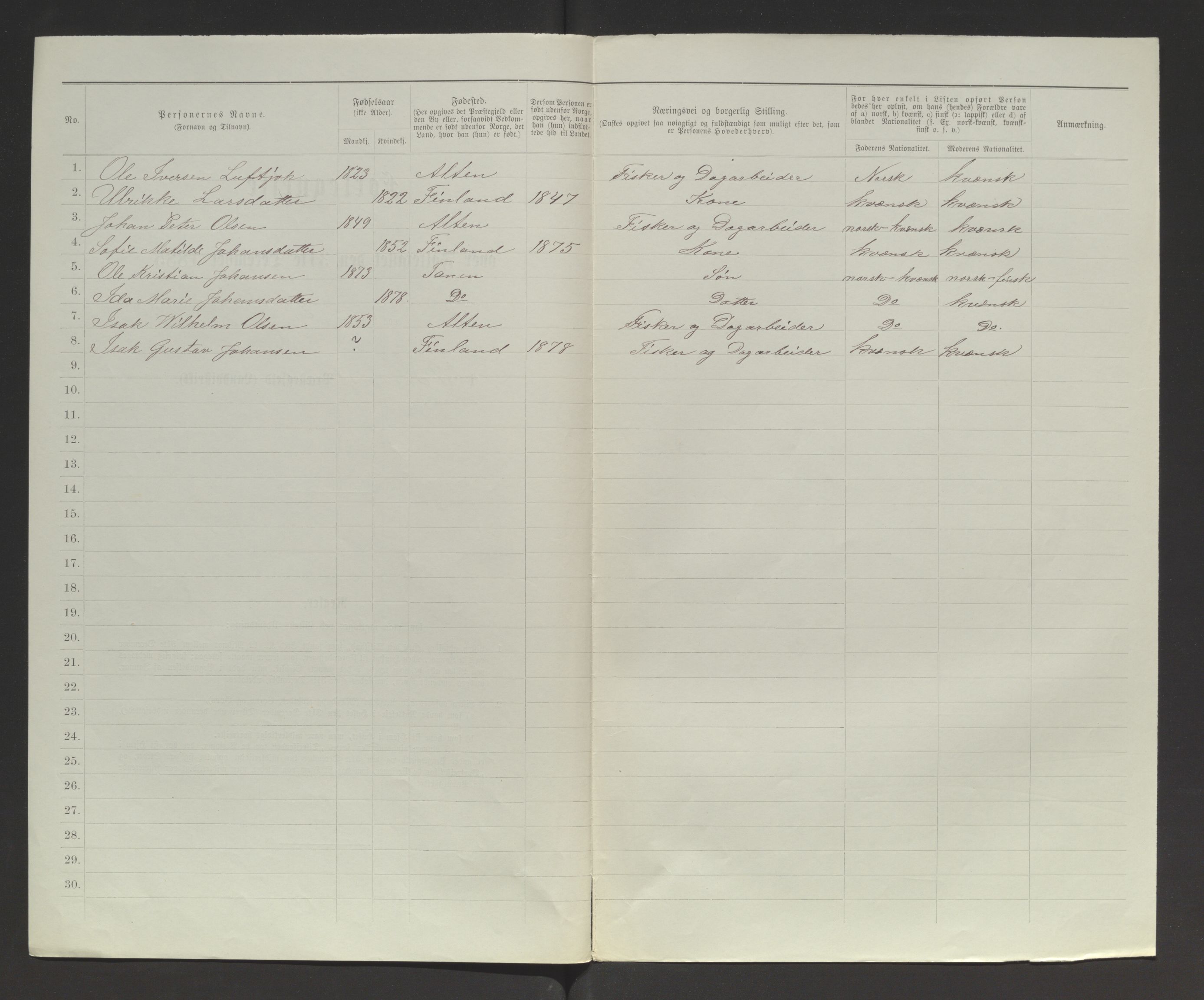 SATØ, 1885 census for 2025 Tana, 1885, p. 297b