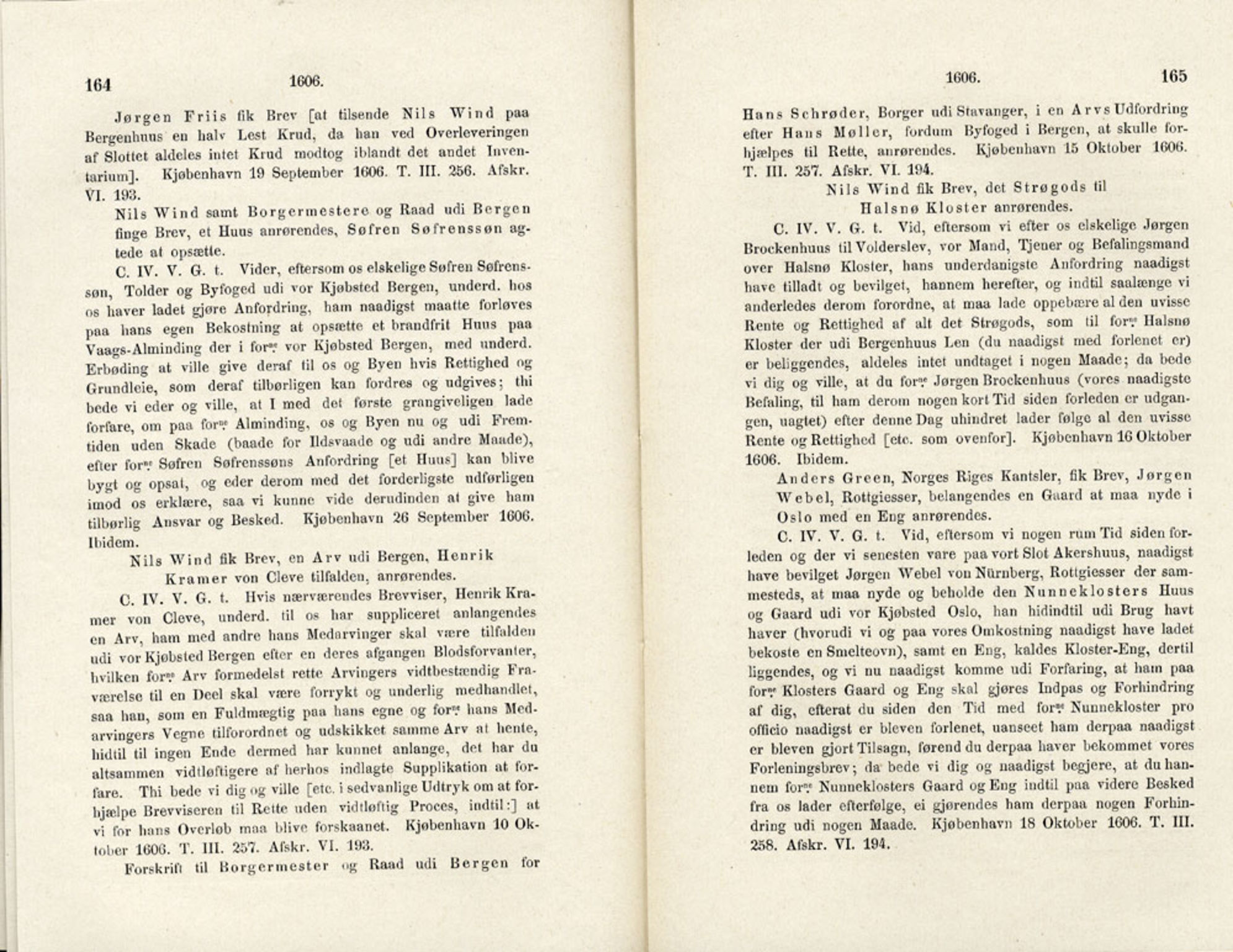 Publikasjoner utgitt av Det Norske Historiske Kildeskriftfond, PUBL/-/-/-: Norske Rigs-Registranter, bind 4, 1603-1618, p. 164-165