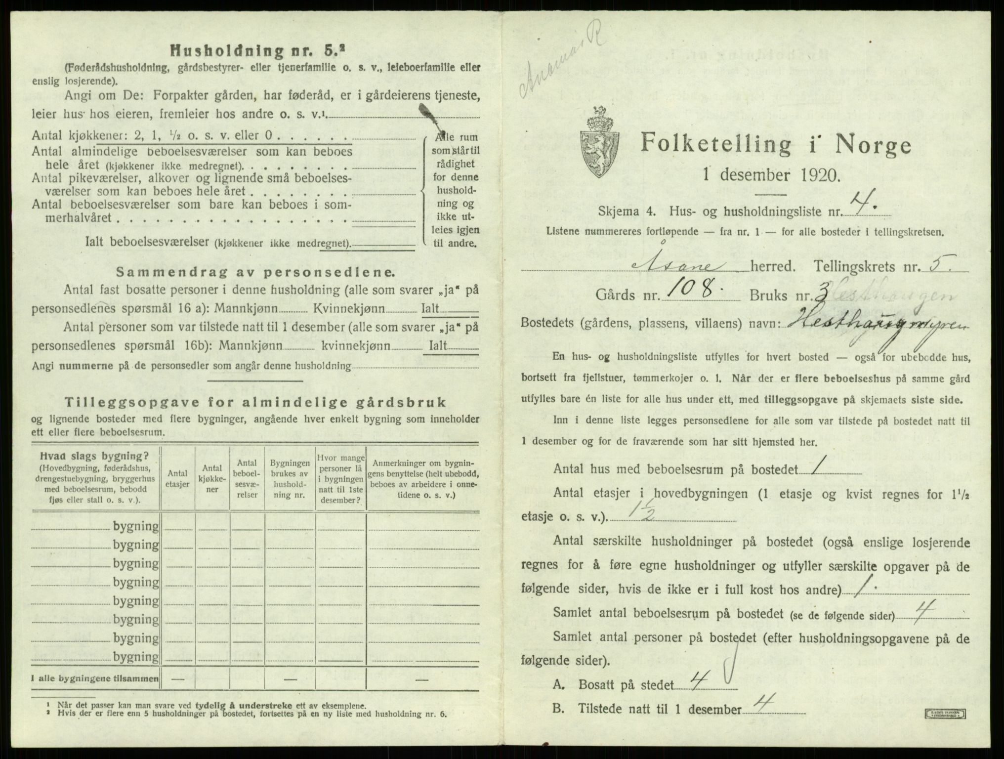 SAB, 1920 census for Åsane, 1920, p. 323