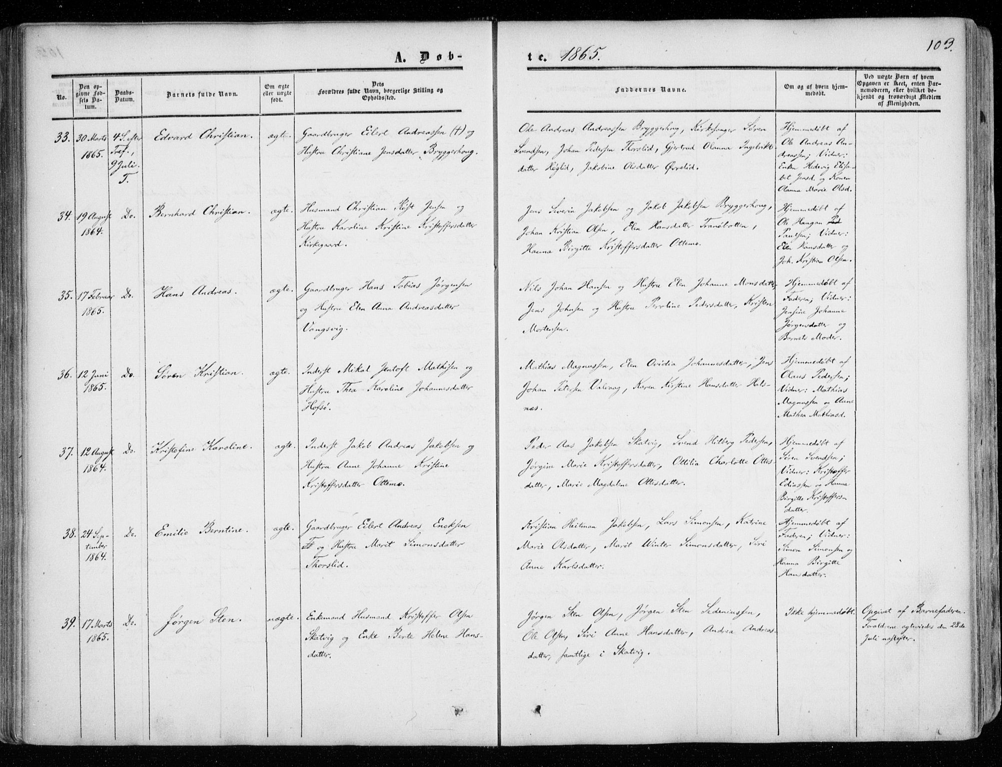 Tranøy sokneprestkontor, SATØ/S-1313/I/Ia/Iaa/L0007kirke: Parish register (official) no. 7, 1856-1866, p. 103