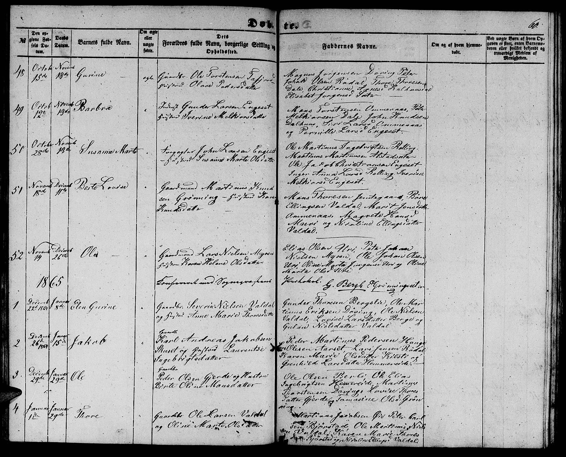 Ministerialprotokoller, klokkerbøker og fødselsregistre - Møre og Romsdal, SAT/A-1454/519/L0261: Parish register (copy) no. 519C02, 1854-1867, p. 60