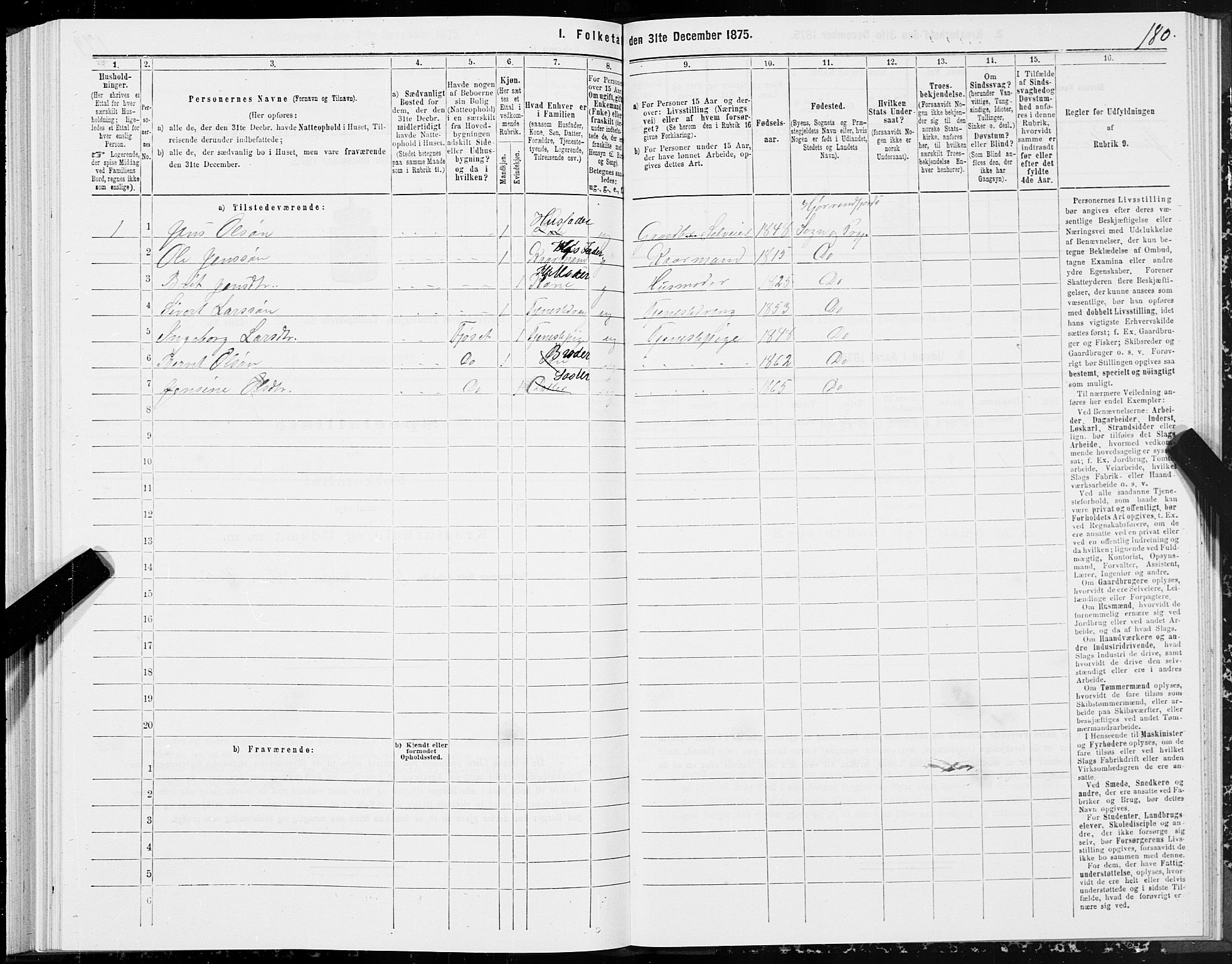 SAT, 1875 census for 1522P Hjørundfjord, 1875, p. 1180