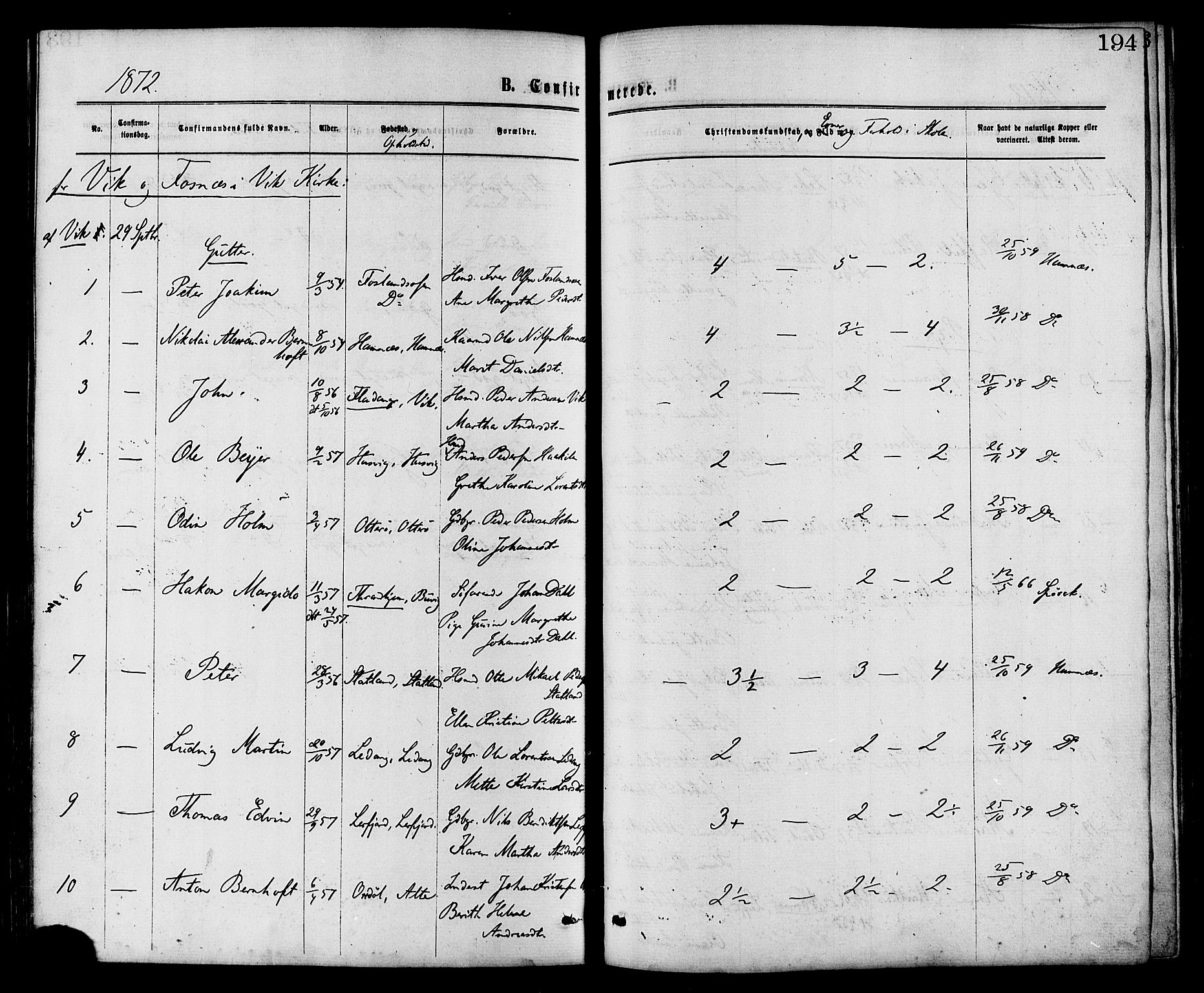 Ministerialprotokoller, klokkerbøker og fødselsregistre - Nord-Trøndelag, SAT/A-1458/773/L0616: Parish register (official) no. 773A07, 1870-1887, p. 194