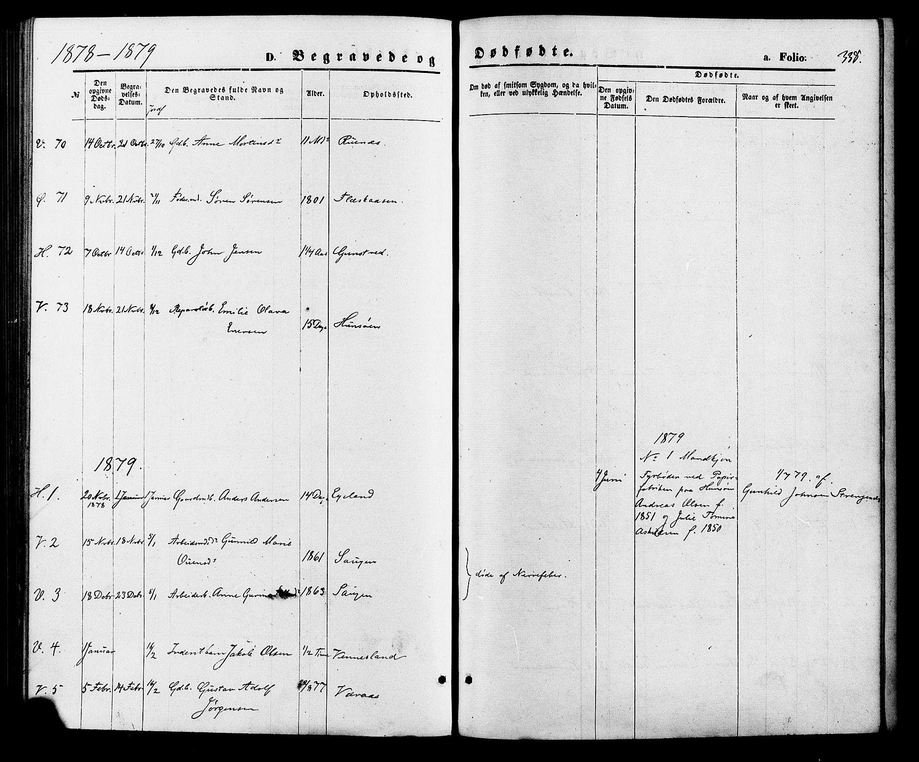 Vennesla sokneprestkontor, AV/SAK-1111-0045/Fa/Fac/L0008: Parish register (official) no. A 8, 1874-1883, p. 338